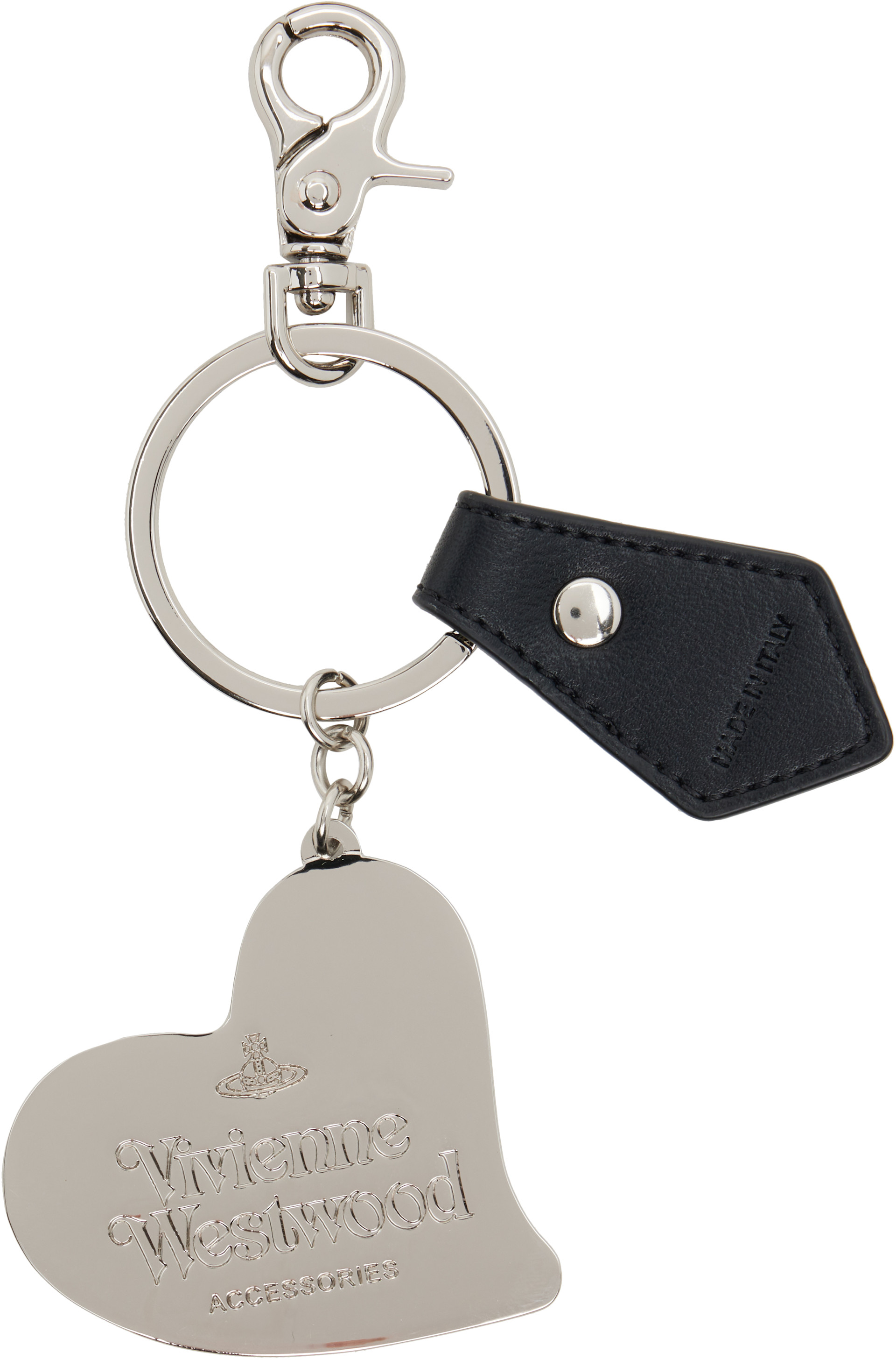 Vivienne Westwood: Black & Silver Orb Heart Keychain | SSENSE