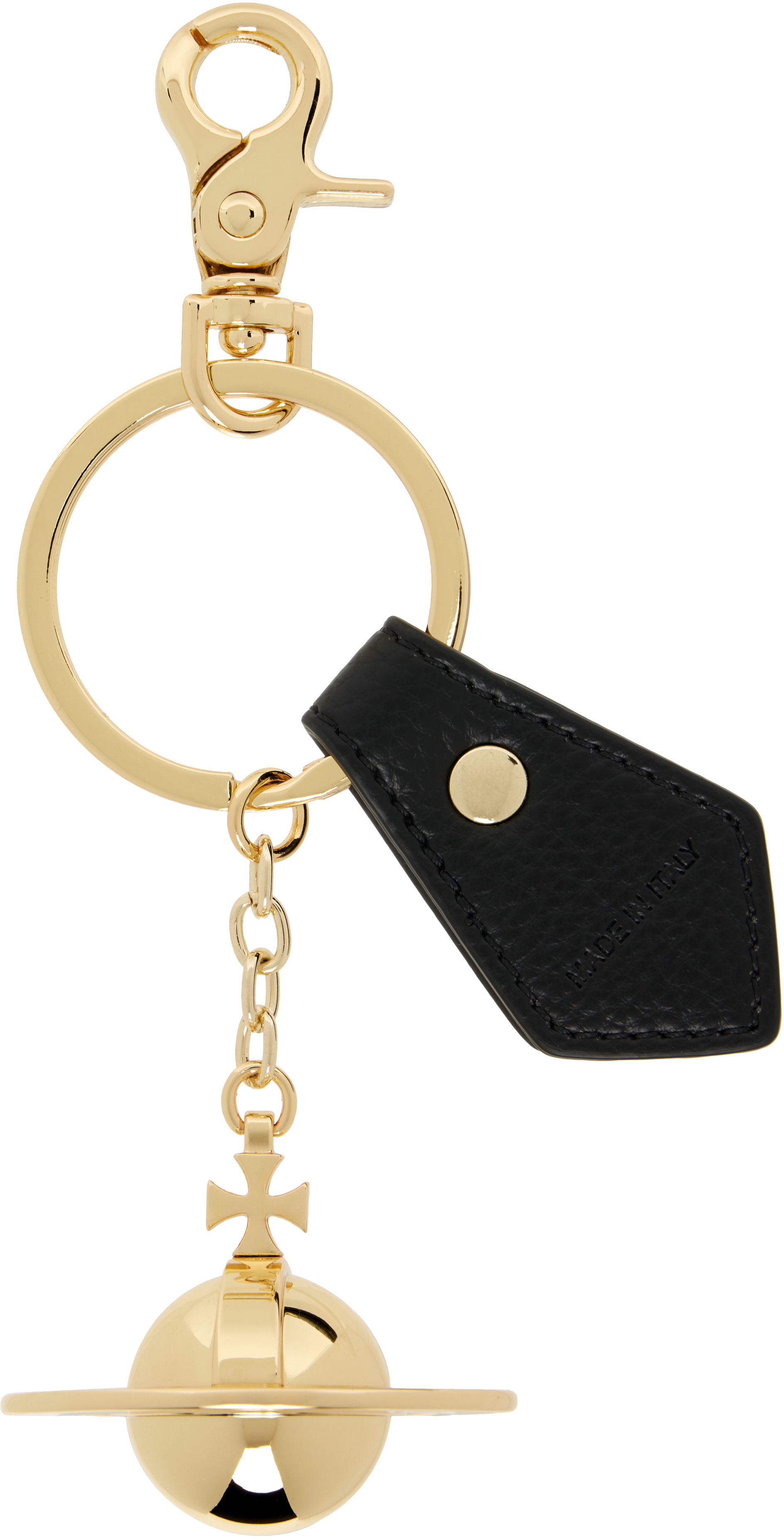 Vivienne Westwood: Black & Gold 3D Orb Keychain | SSENSE