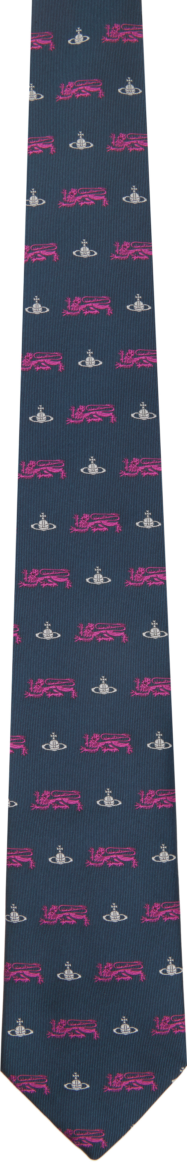 Vivienne Westwood: Navy 8.5cm 'Lion' Tie | SSENSE