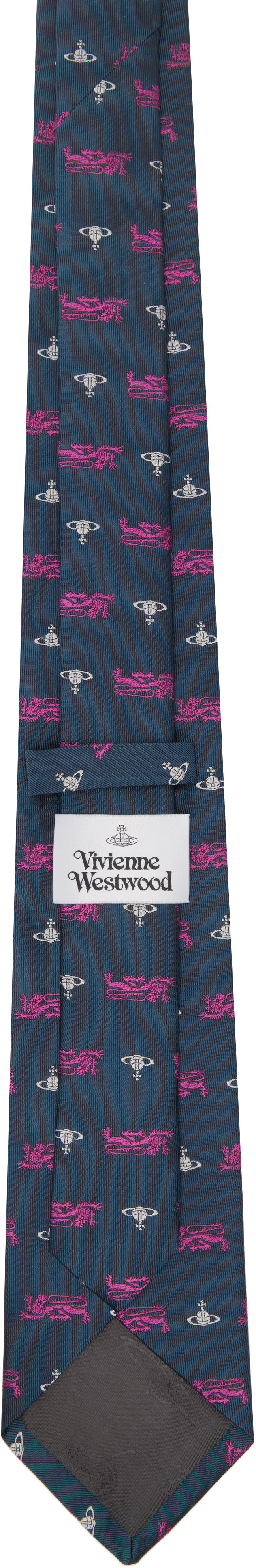 Vivienne Westwood: ネイビー 8.5cm 'Lion' ネクタイ | SSENSE 日本