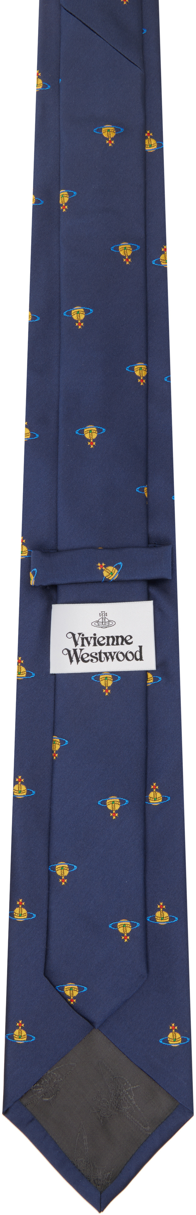 クリーニング済 Vivienne Westwood Y2K Orb総柄ネクタイ Vivienne Westwood: Navy 8.5cm Orb Tie | SSENSE