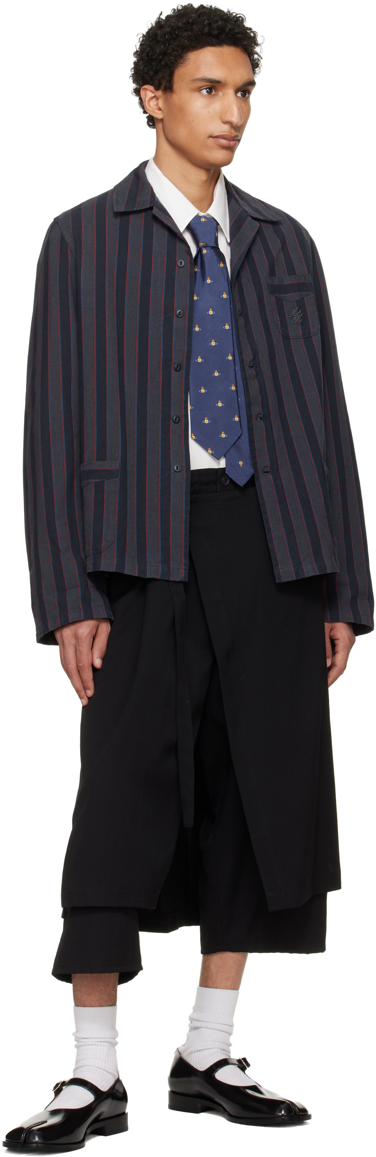 vivienne westwood MAN 神殿柱オーブネクタイ Vivienne Westwood: Navy 8.5cm Orb Tie | SSENSE