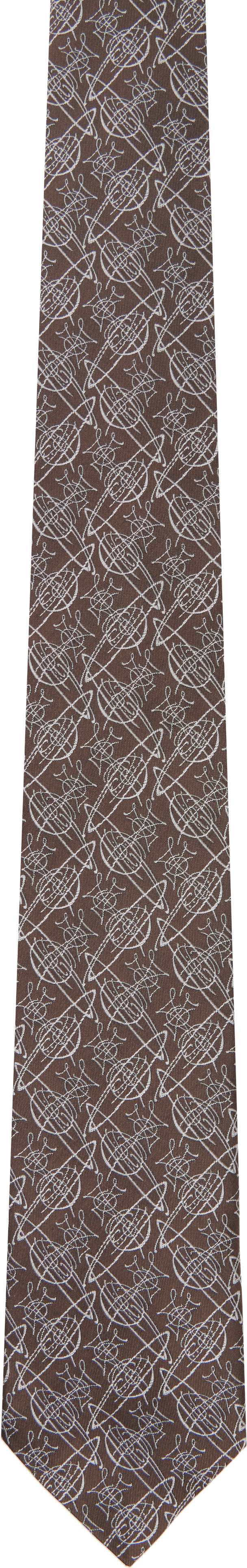 Vivienne Westwood: Brown 8.5cm 'Graffiti Orb' Tie | SSENSE