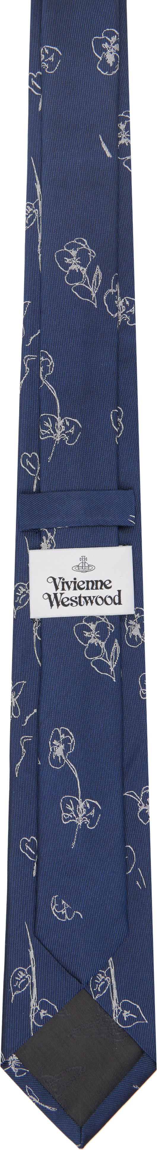 Vivienne Westwood: Navy 7cm 'Flower & Orb' Tie | SSENSE