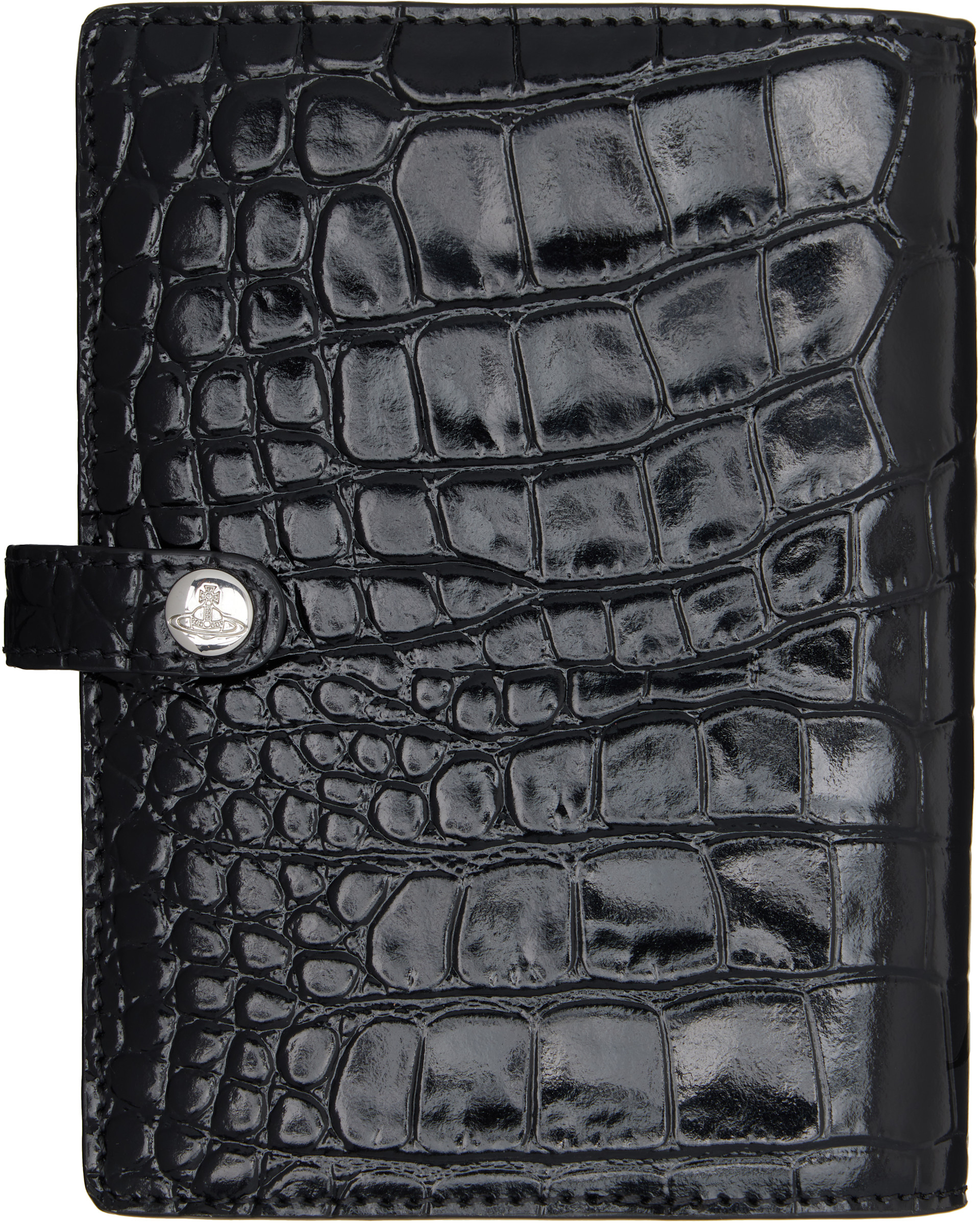 Vivienne Westwood: Black Croc-Embossed Passport Holder | SSENSE