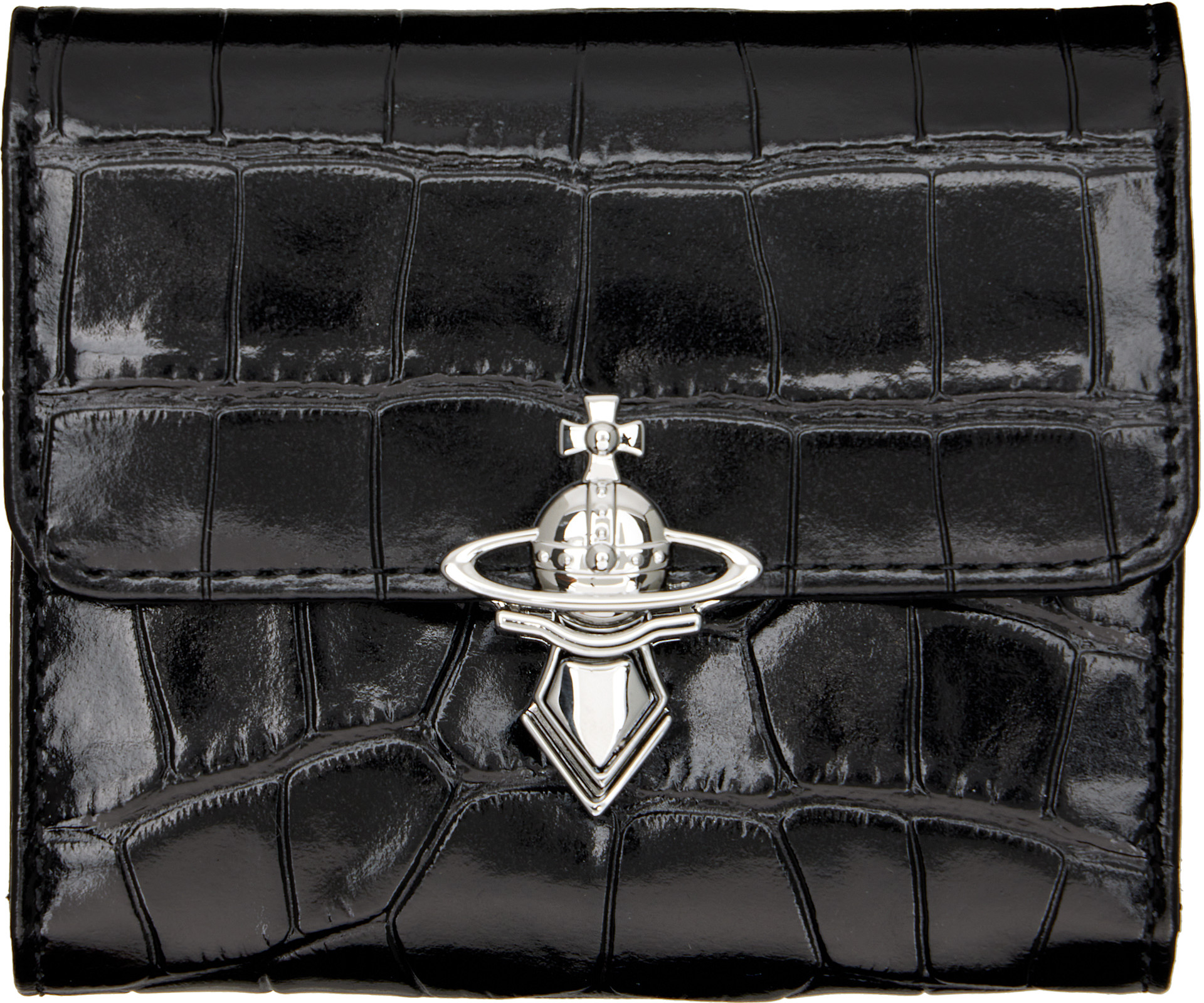 Vivienne Westwood: Black Orb Clasp Wallet | SSENSE