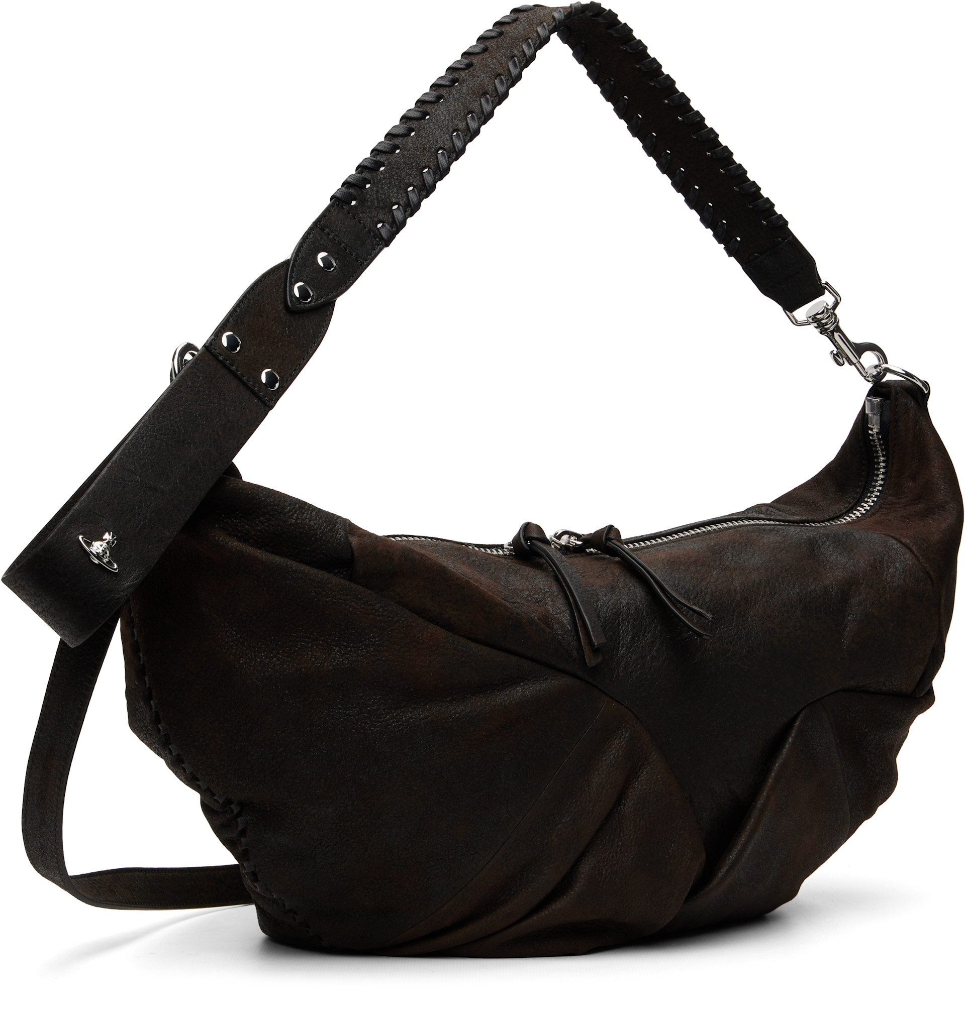 Vivienne Westwood: Brown Agnes Medium Shoulder Bag | SSENSE
