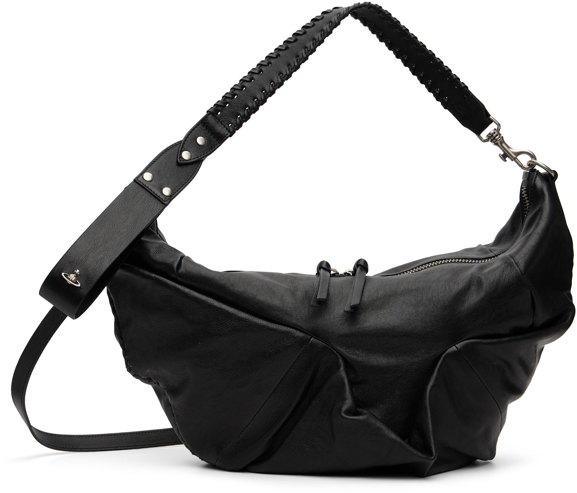 Vivienne Westwood: ブラック ミディアム Agnes ショルダーバッグ