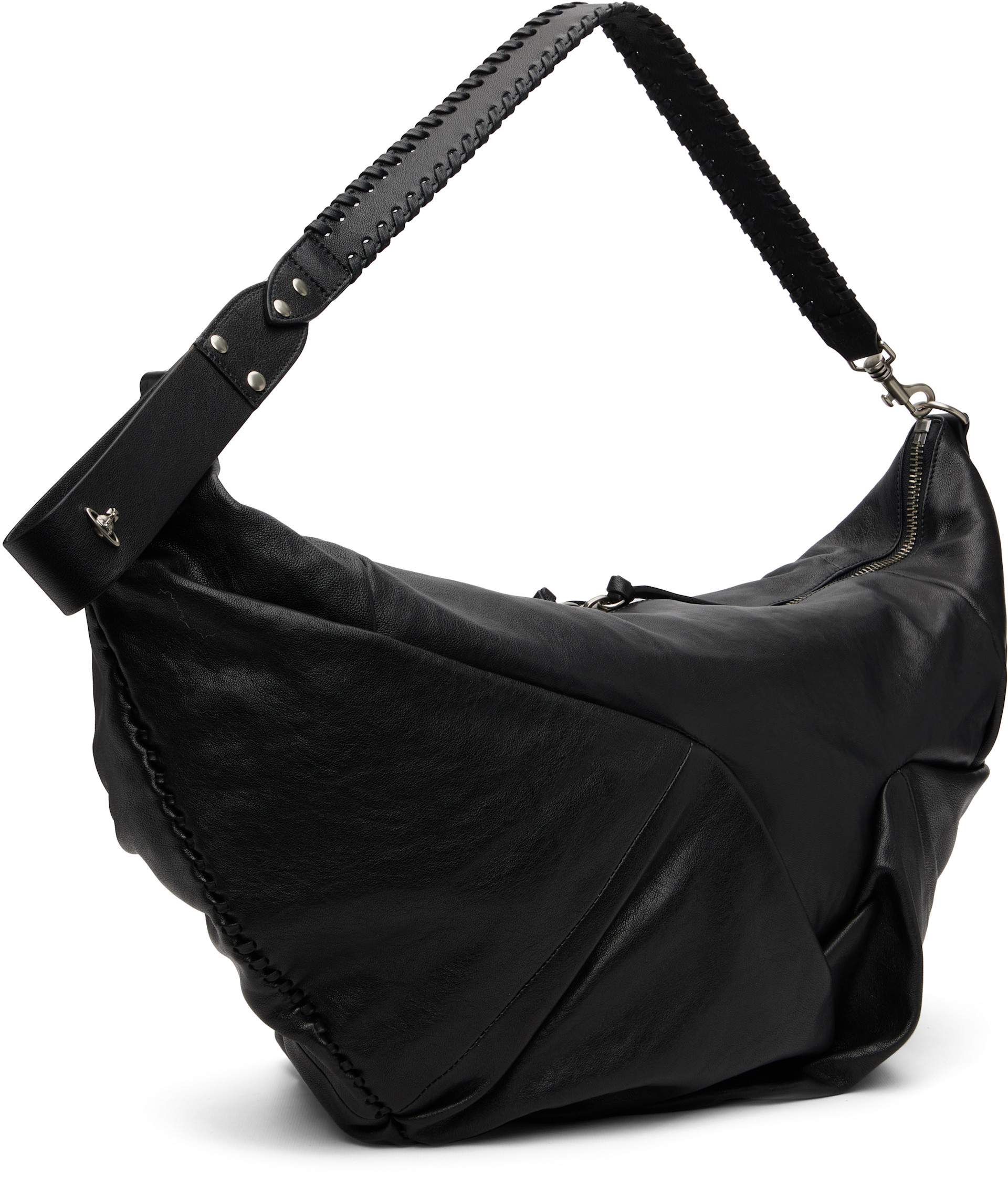 Vivienne Westwood: ブラック ラージ Agnes ショルダーバッグ | SSENSE 
