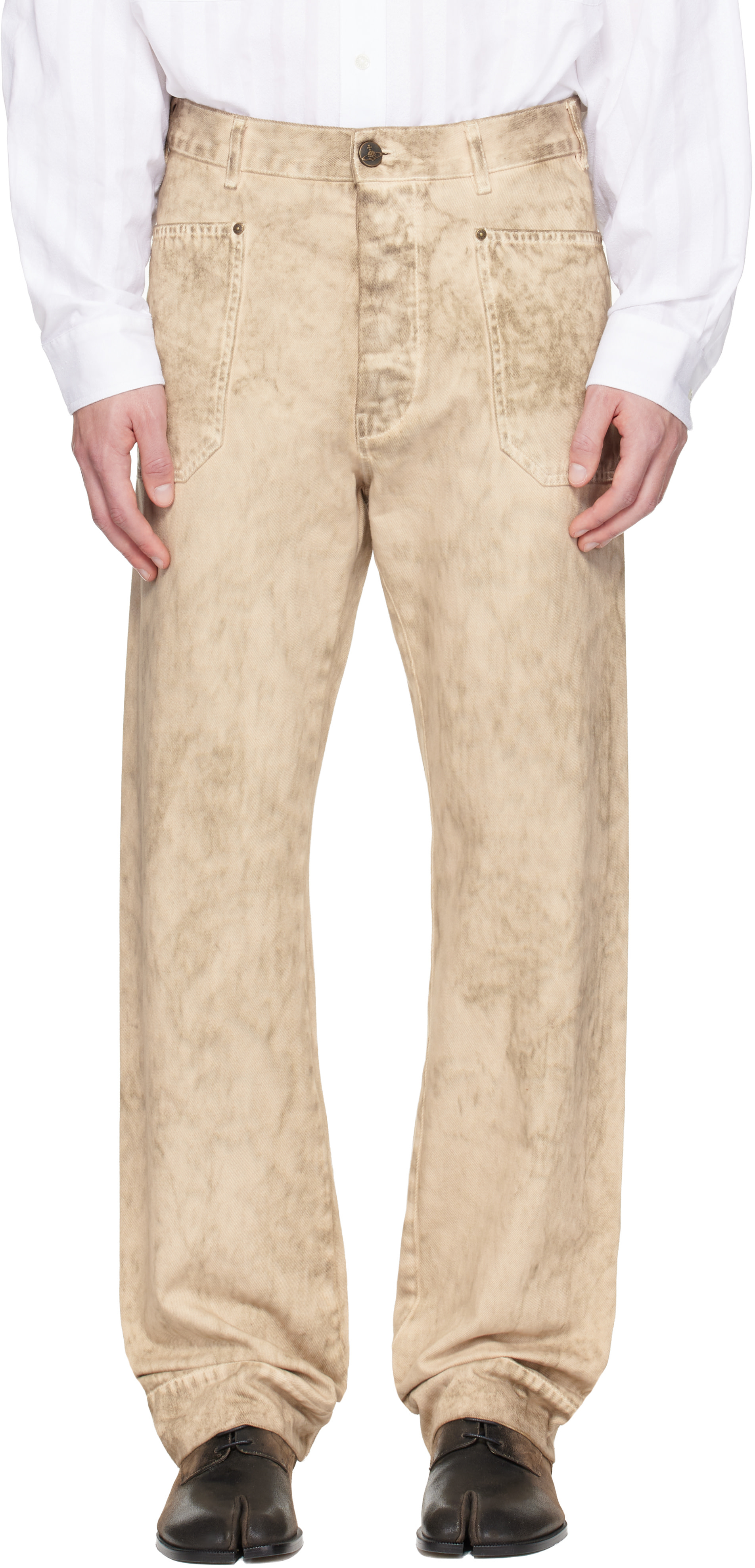 ヴィヴィアンウエストウッドVivienneWestwood ベージュリボン Vivienne Westwood: Beige Carpenter Jeans | SSENSE