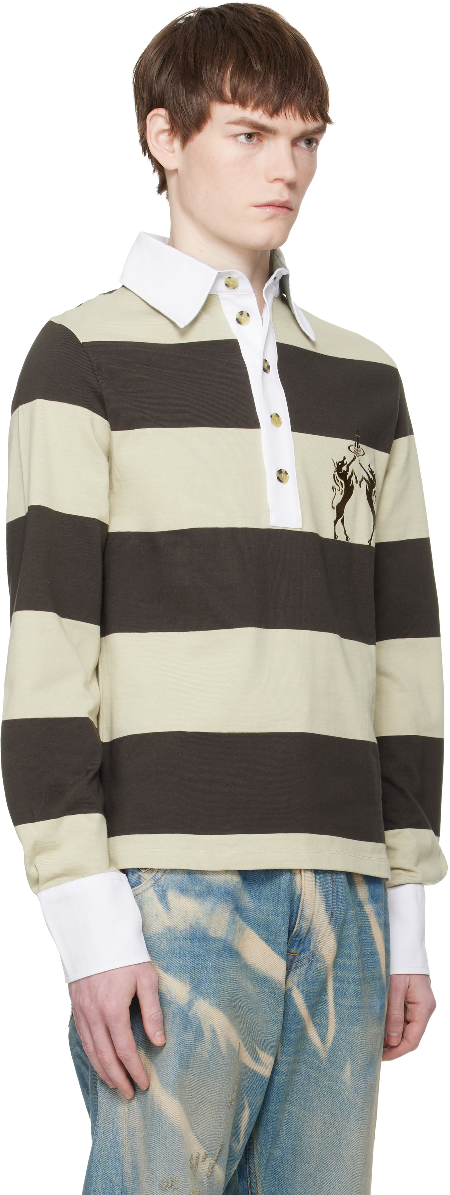 Vivienne Westwood: Brown & Beige Archive Rugby Polo | SSENSE