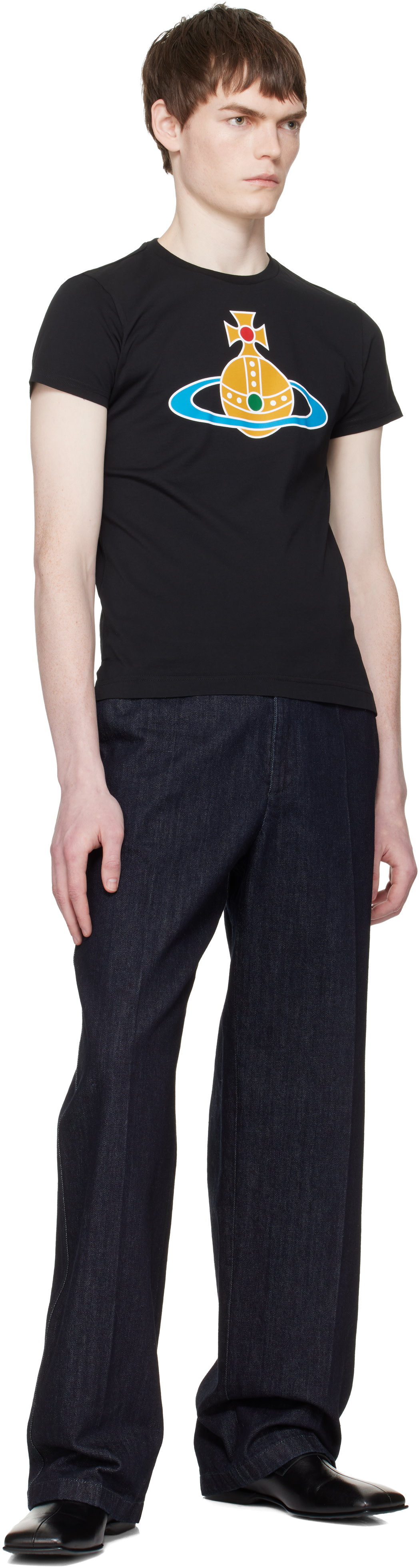 vivienne westwood ユニオンジャック Big Tee Vivienne Westwood: Black Oversized Orb Peru T-shirt | SSENSE