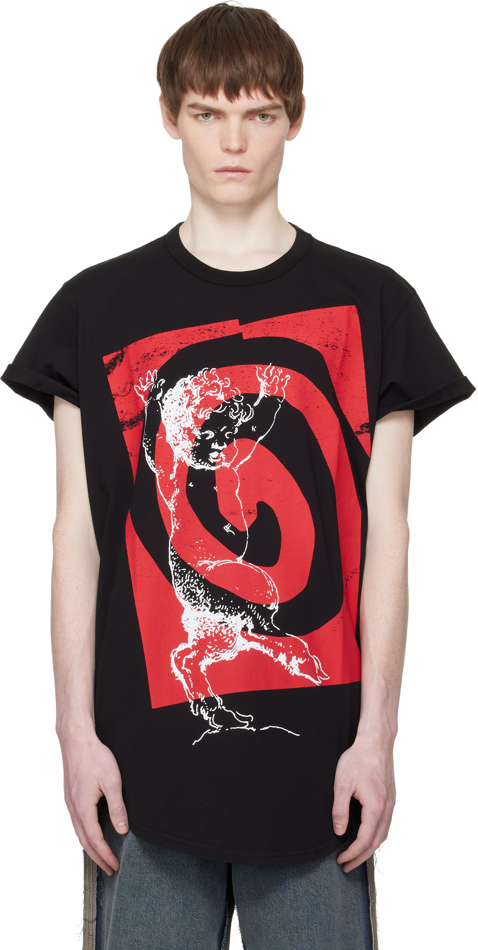 [VIVIENNE WESTWOOD] 21AW スクイグルニットパンツ S/M Vivienne Westwood: Black Swirl Longline T-shirt | SSENSE Norway