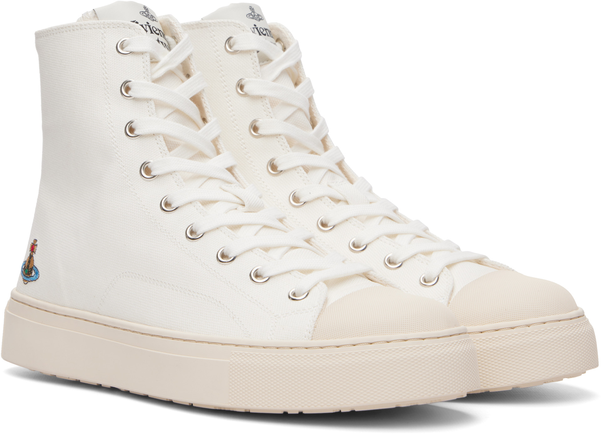Vivienne Westwood ハイカットスニーカー Vivienne Westwood: ホワイト Plimsoll ハイカットスニーカー | SSENSE