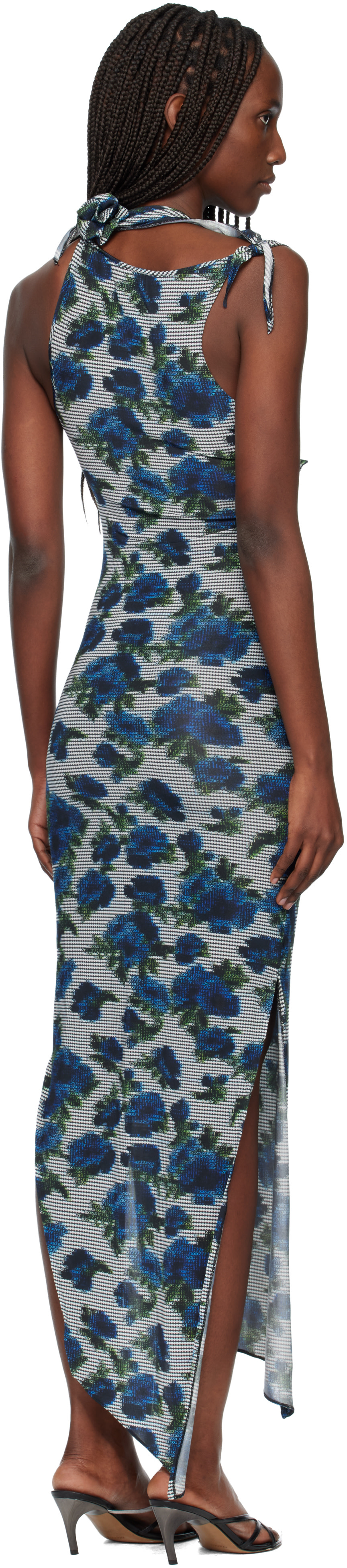 Coperni: Navy Flower Midi Dress