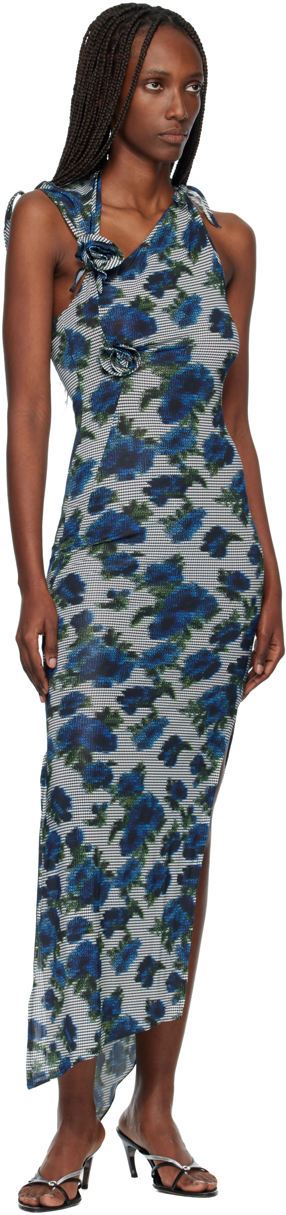 coperni dress Coperni Blue Sheer Lace Crochet Sequin Cut Out Dress Gown – PauméLosAngeles