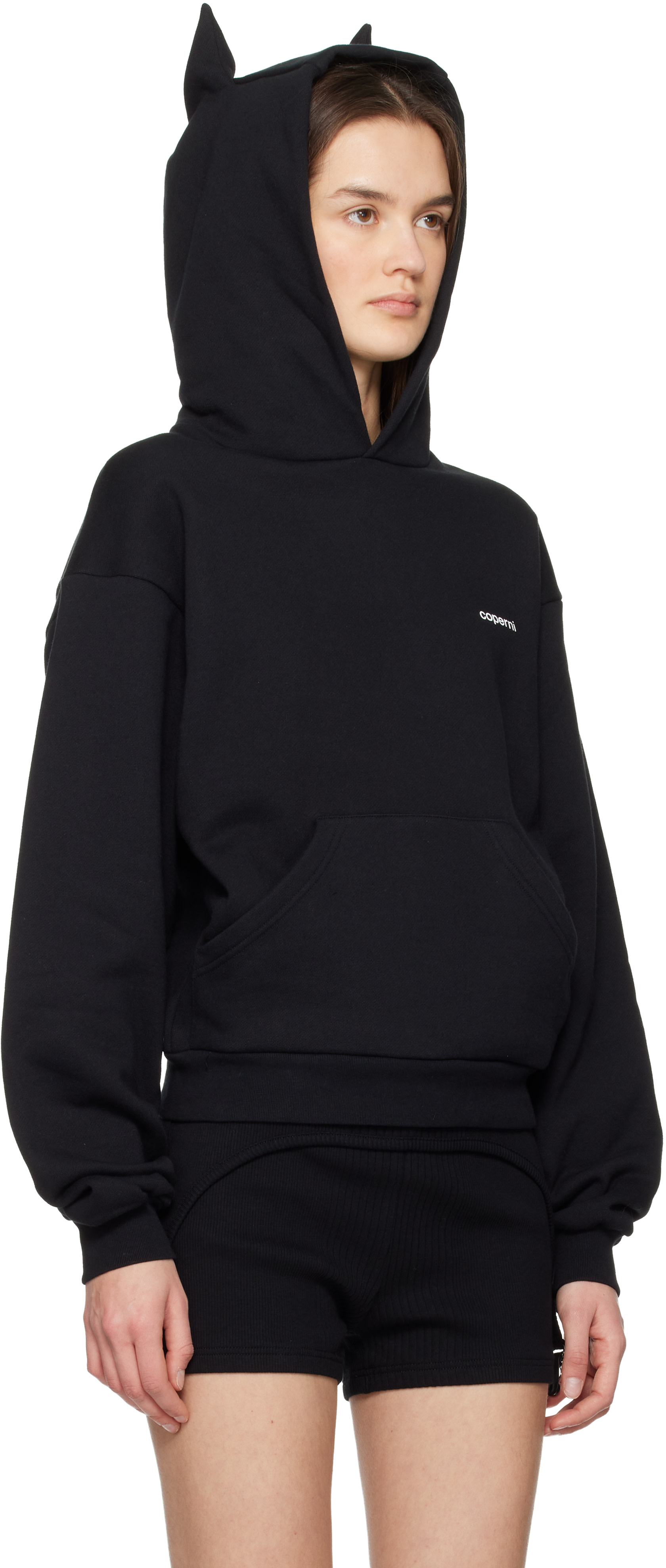 Coperni - Pull à capuche noir à appliqués de corne