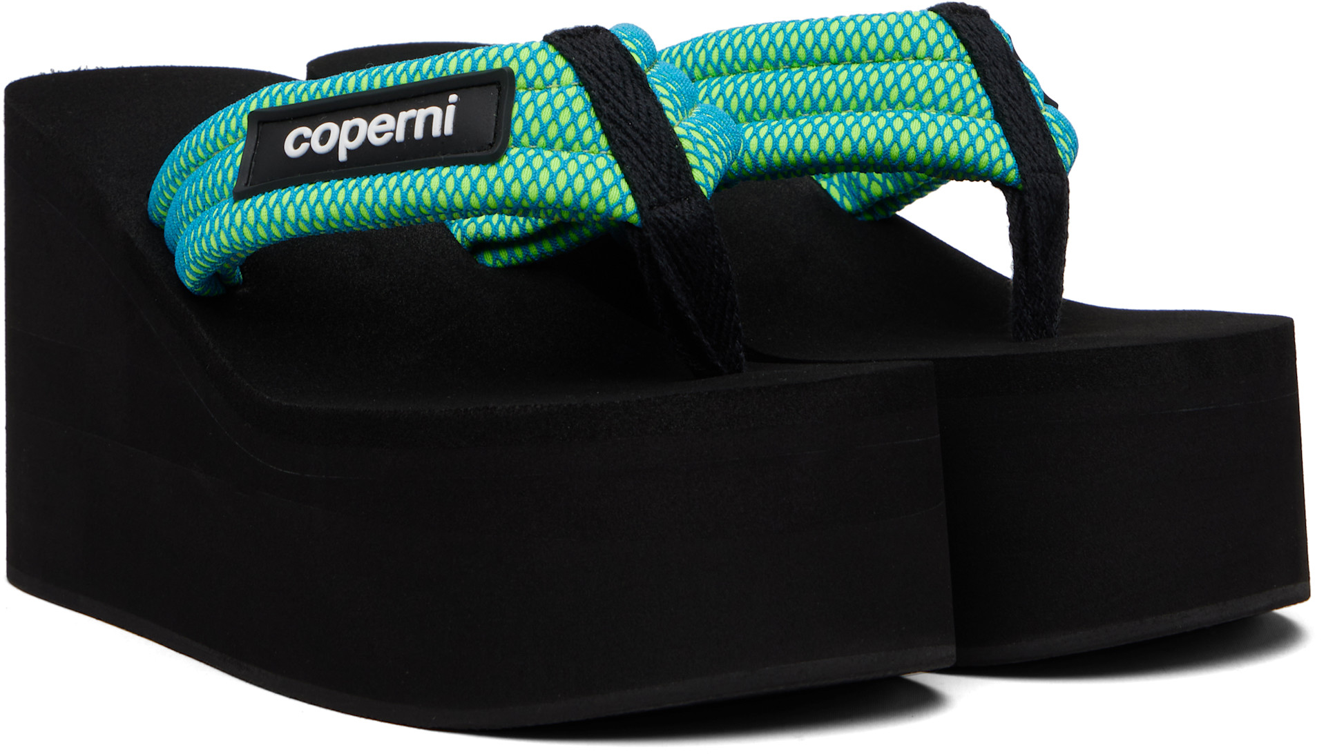 Coperni: ブラック＆グリーン ウェッジ ヒールサンダル | SSENSE 日本