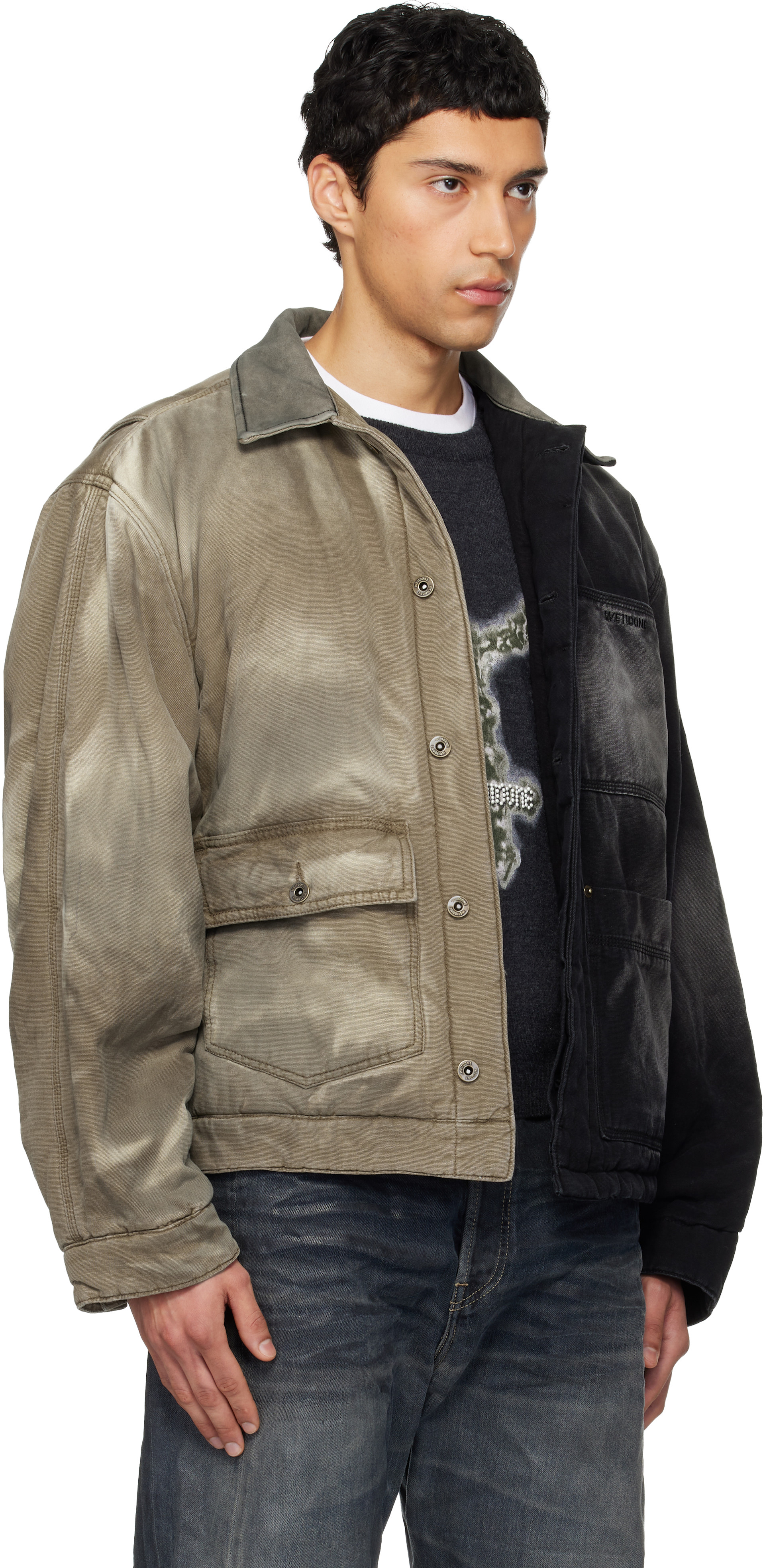 We11done - Black & Beige 'Half and Half' Work Jacket