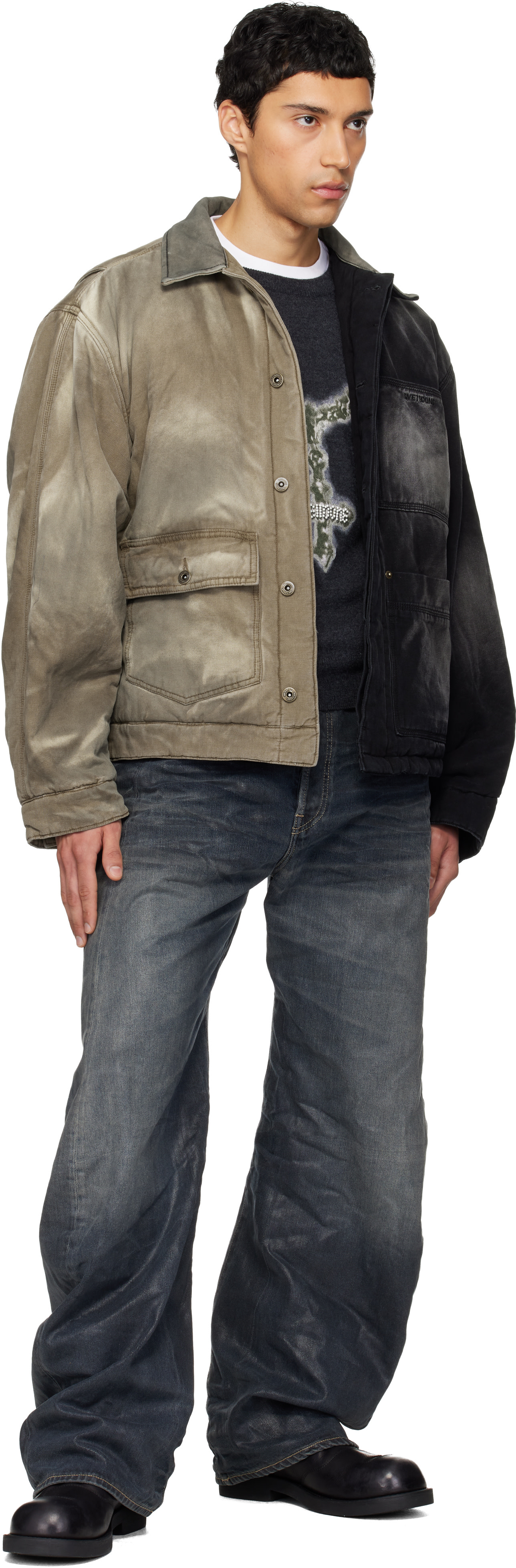 We11done - Black & Beige 'Half and Half' Work Jacket
