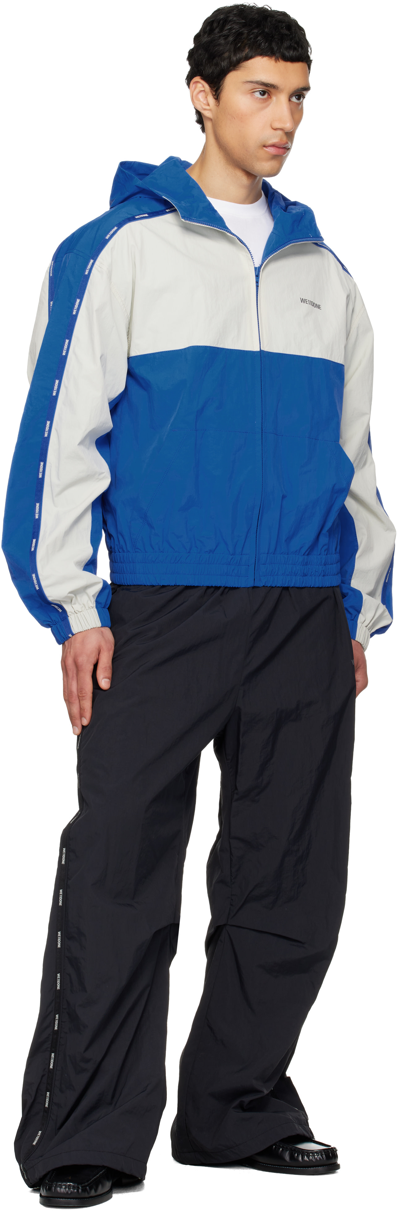 We11done - 블루 & 그레이 로고 테이프 트랙 재킷