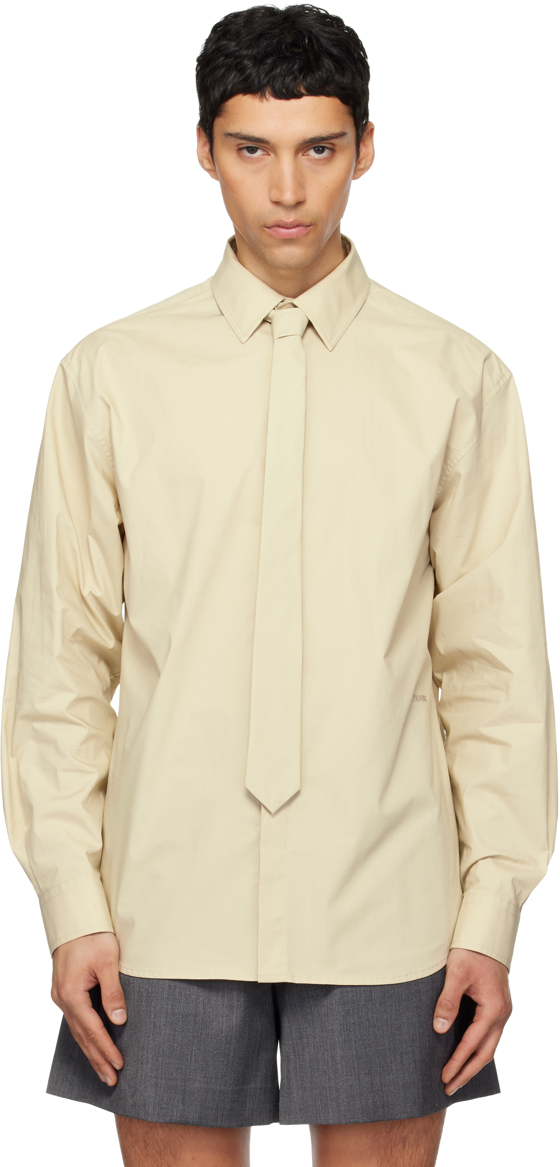 We11done - Chemise beige à cravate
