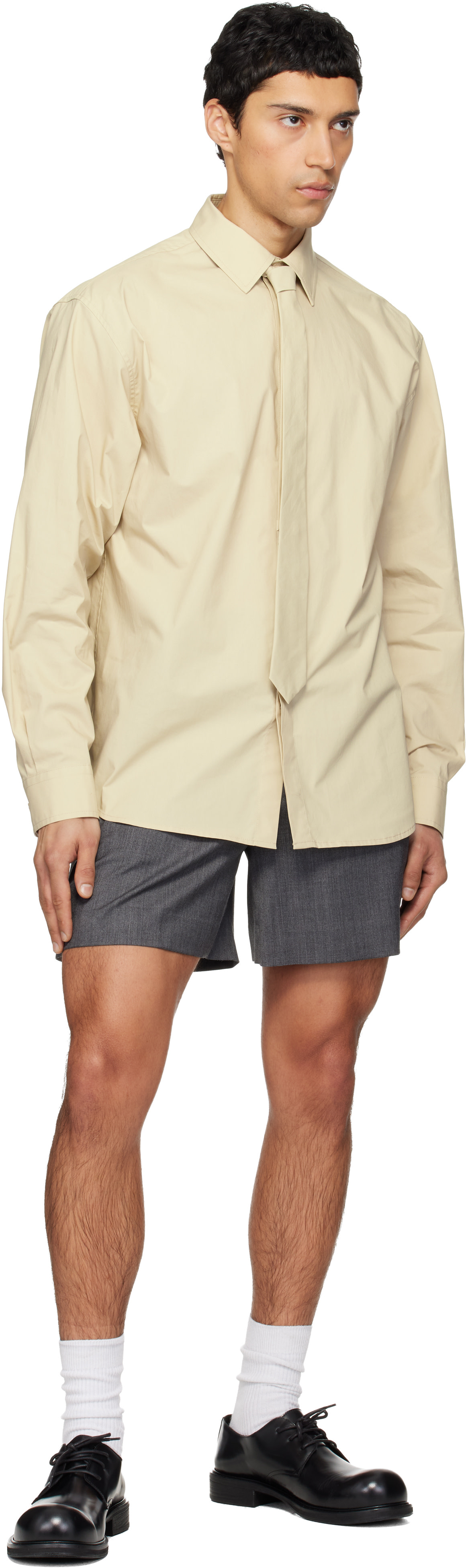 We11done - Chemise beige à cravate