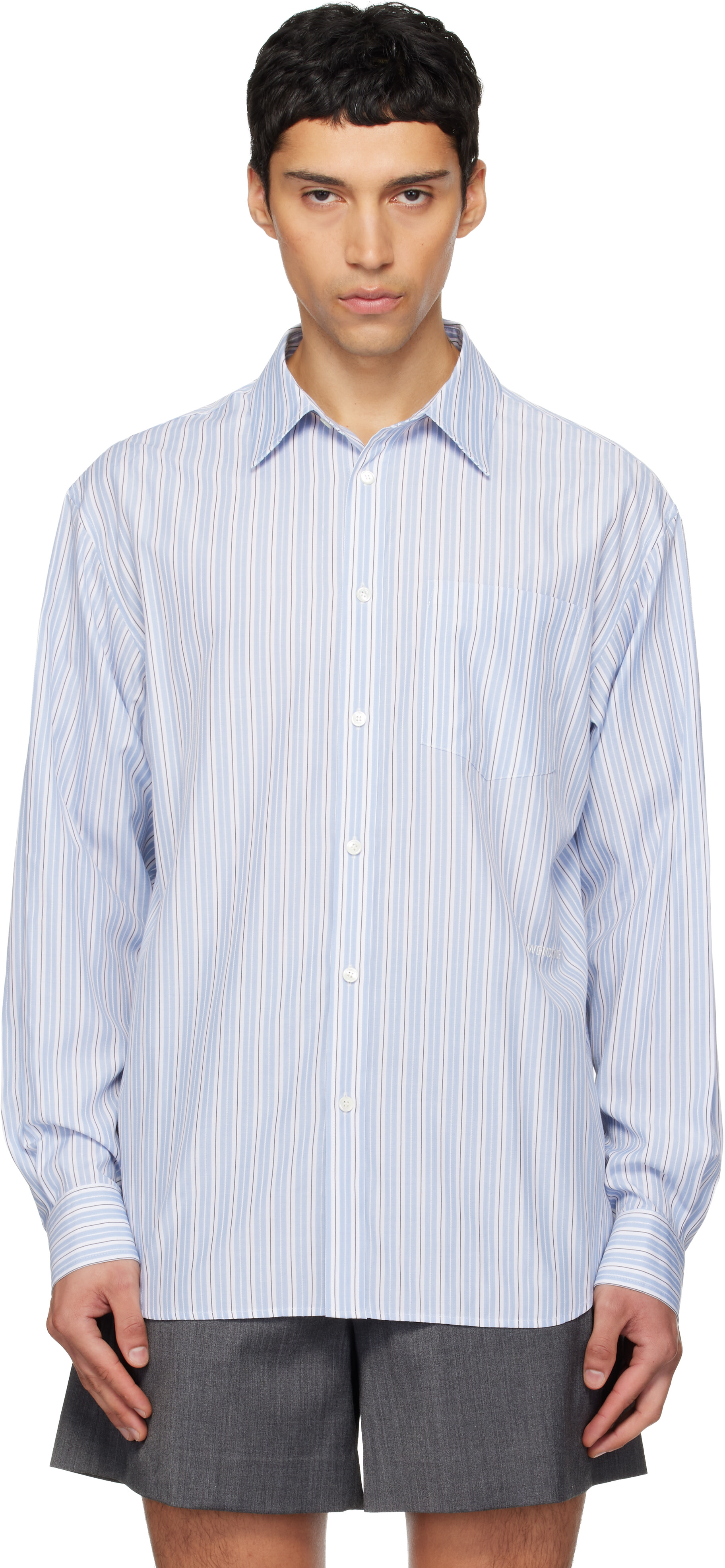 We11done - Chemise bleue à rayures