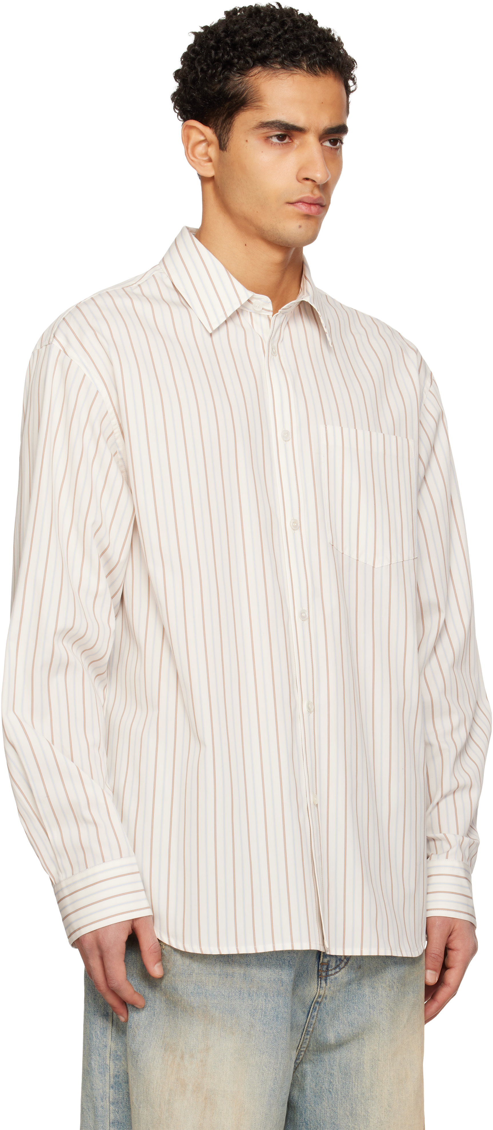 We11done - Chemise blanche à rayures
