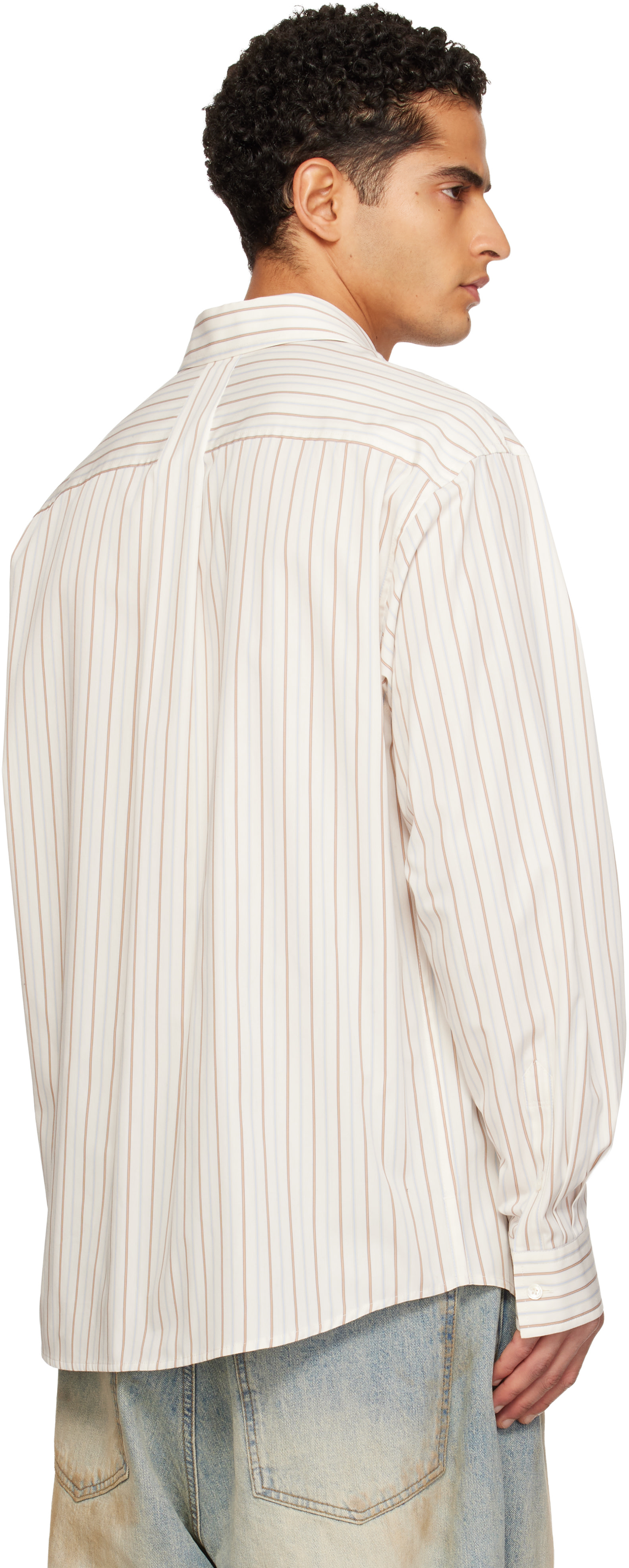 We11done - Chemise blanche à rayures