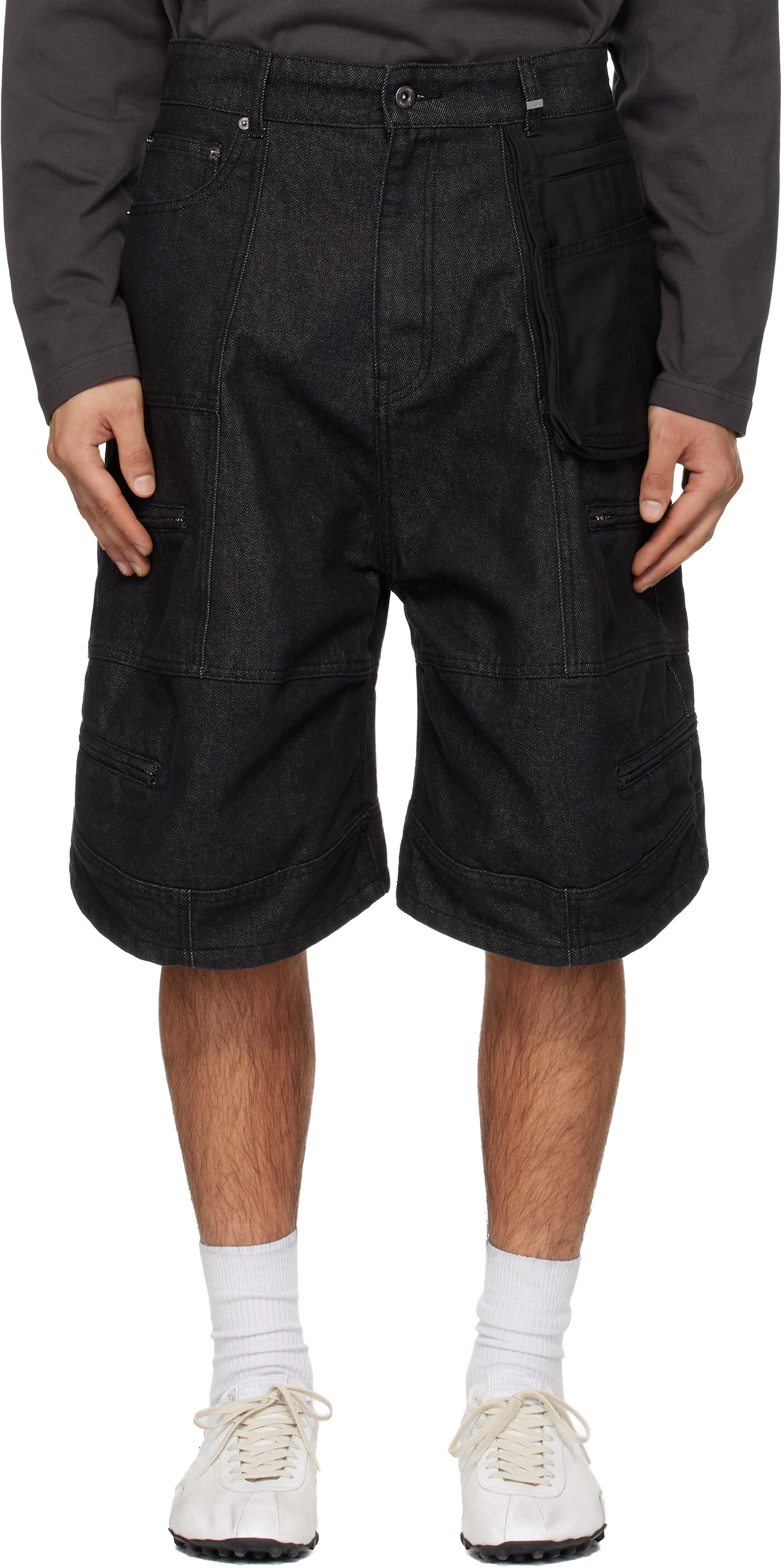 We11done - Short menuisier noir en denim