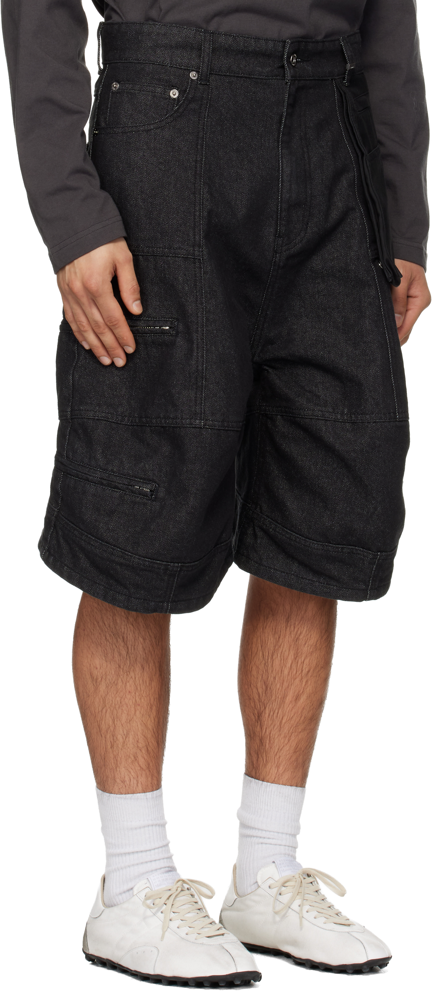 We11done - Short menuisier noir en denim