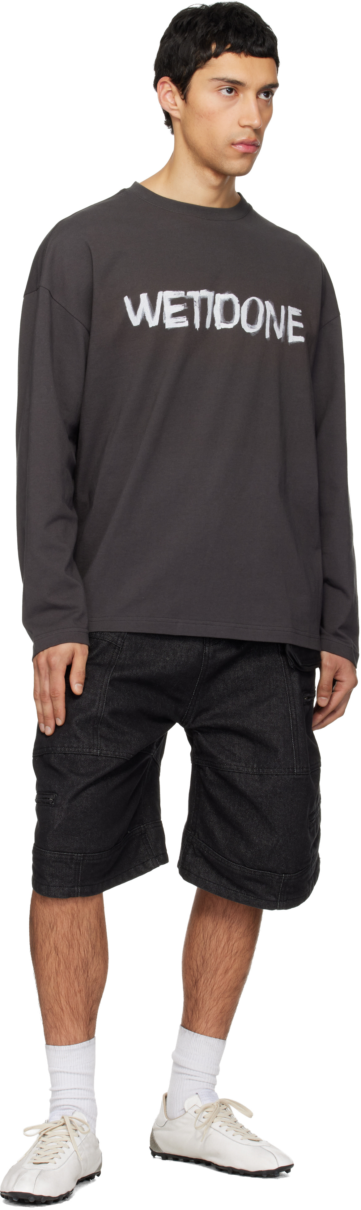We11done - Short menuisier noir en denim