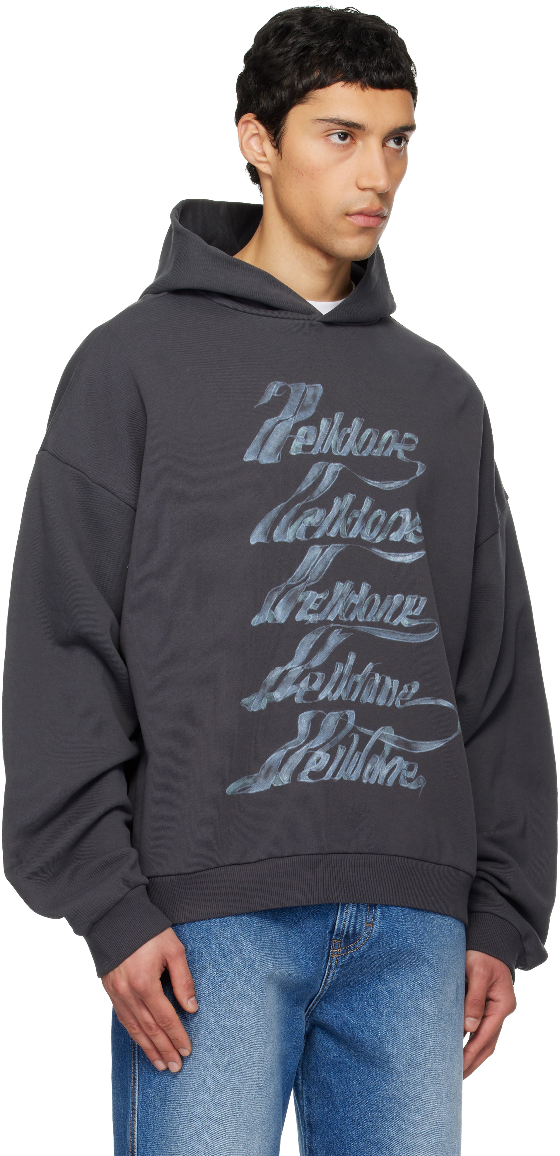 We11done - Pull à capuche gris à logos