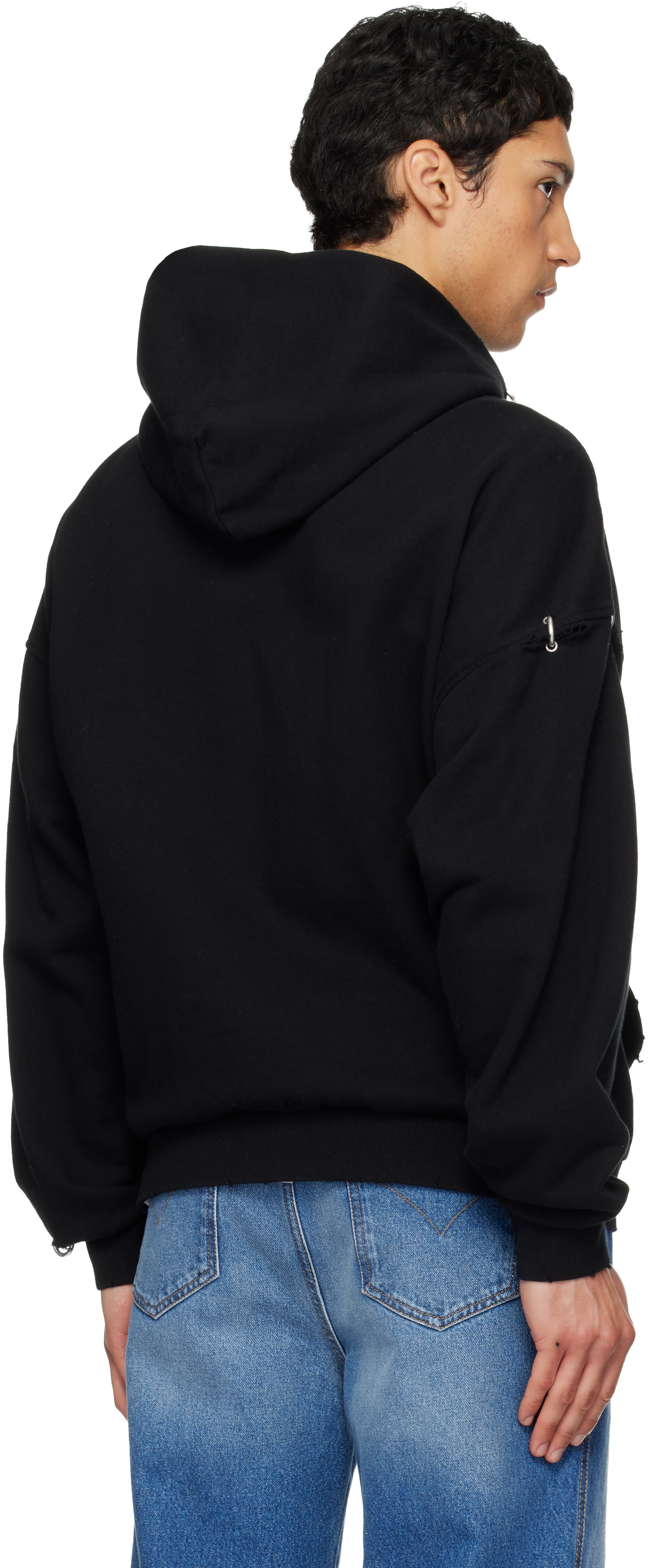 We11done: Black Rose & Piercing Zip-Up Hoodie | SSENSE Netherlands