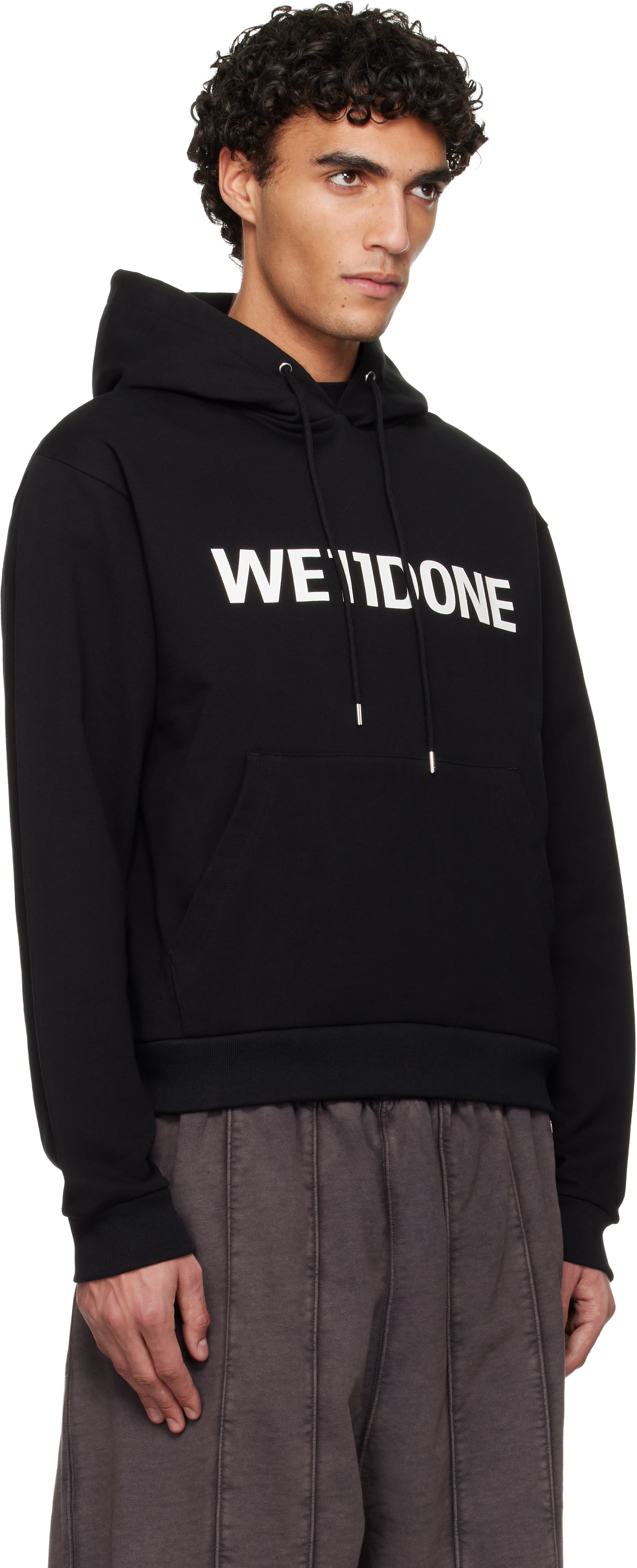 We11done - Pull à capuche ajusté noir à logo