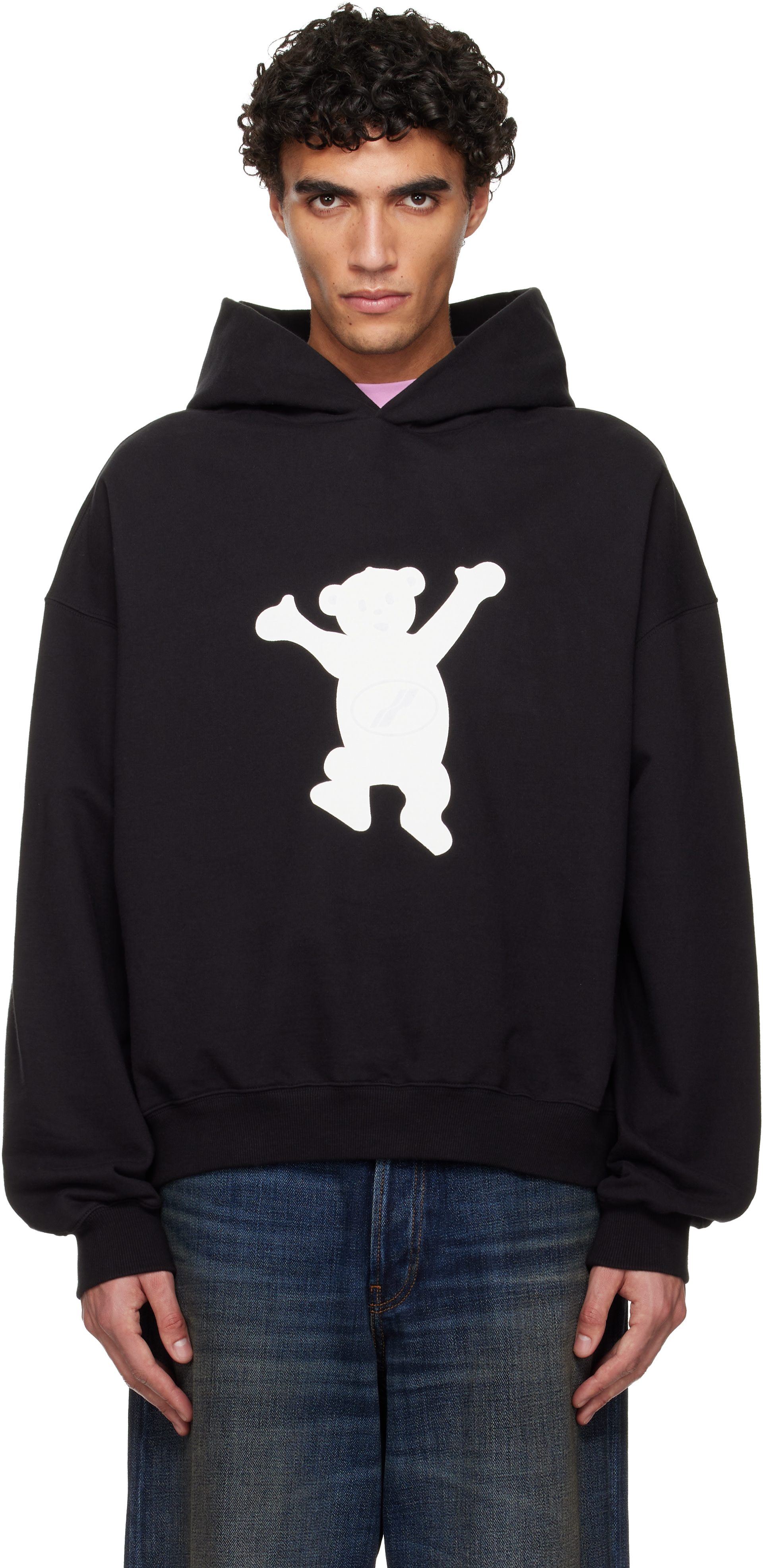 We11done - Pull à capuche noir à logo d'ourson