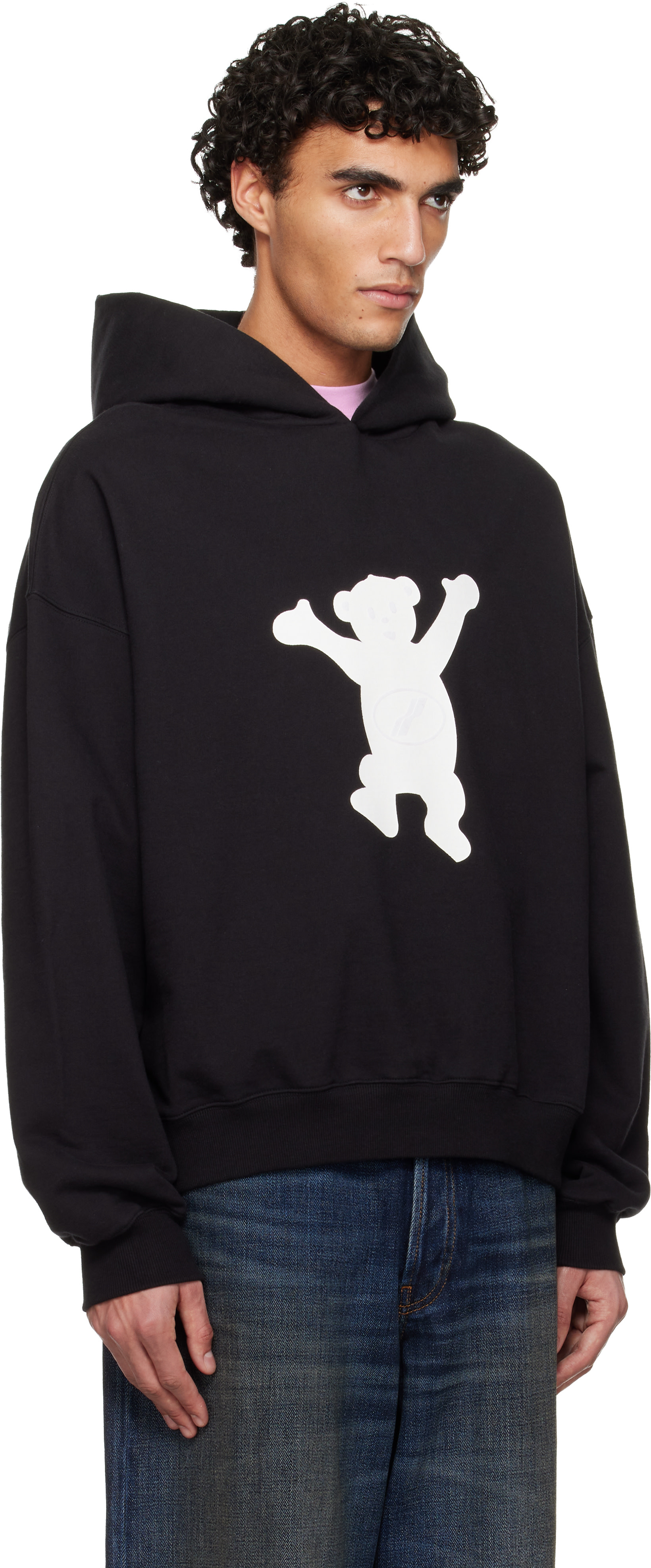We11done - Pull à capuche noir à logo d'ourson