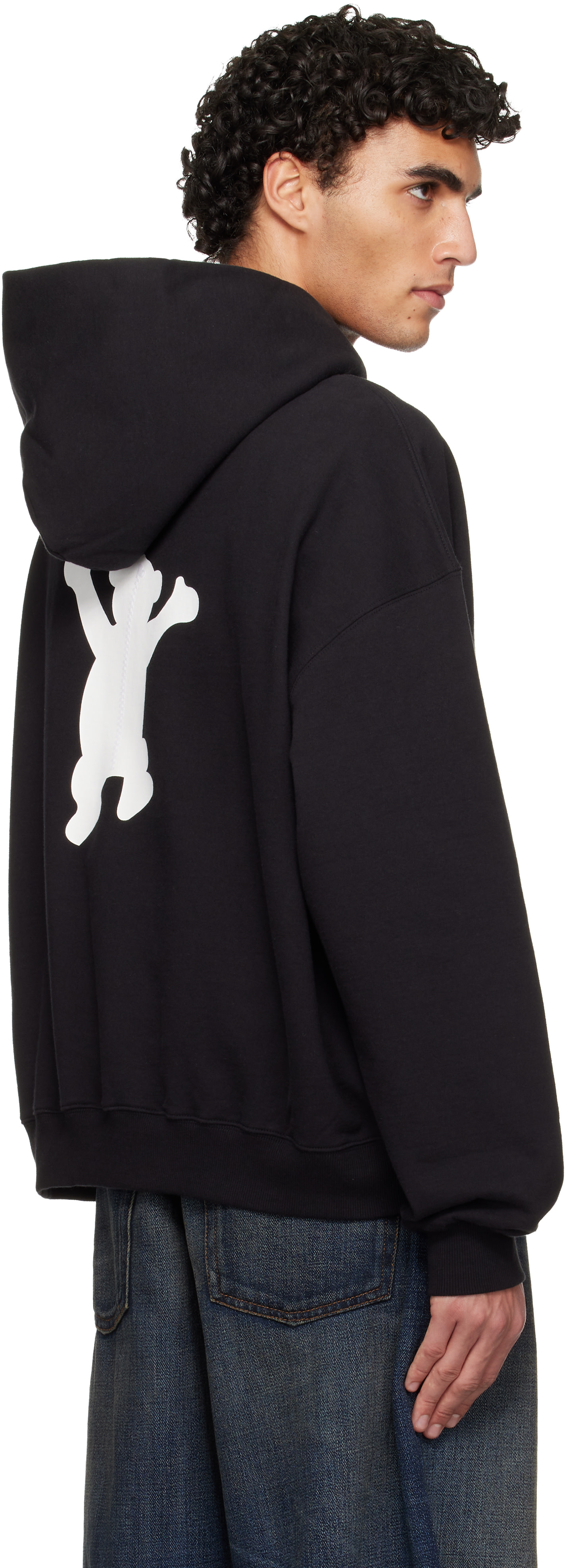 We11done - Pull à capuche noir à logo d'ourson