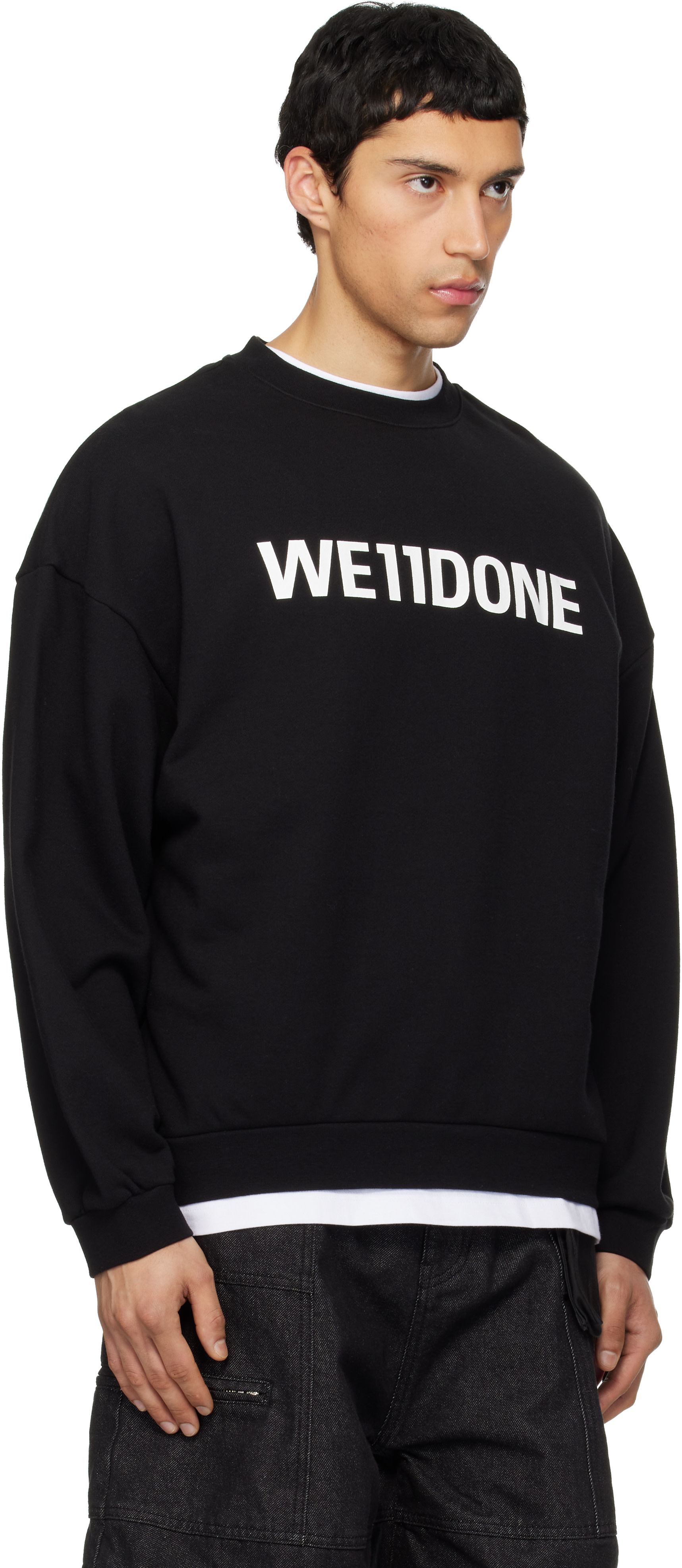 We11done - Pull molletonné noir à logos