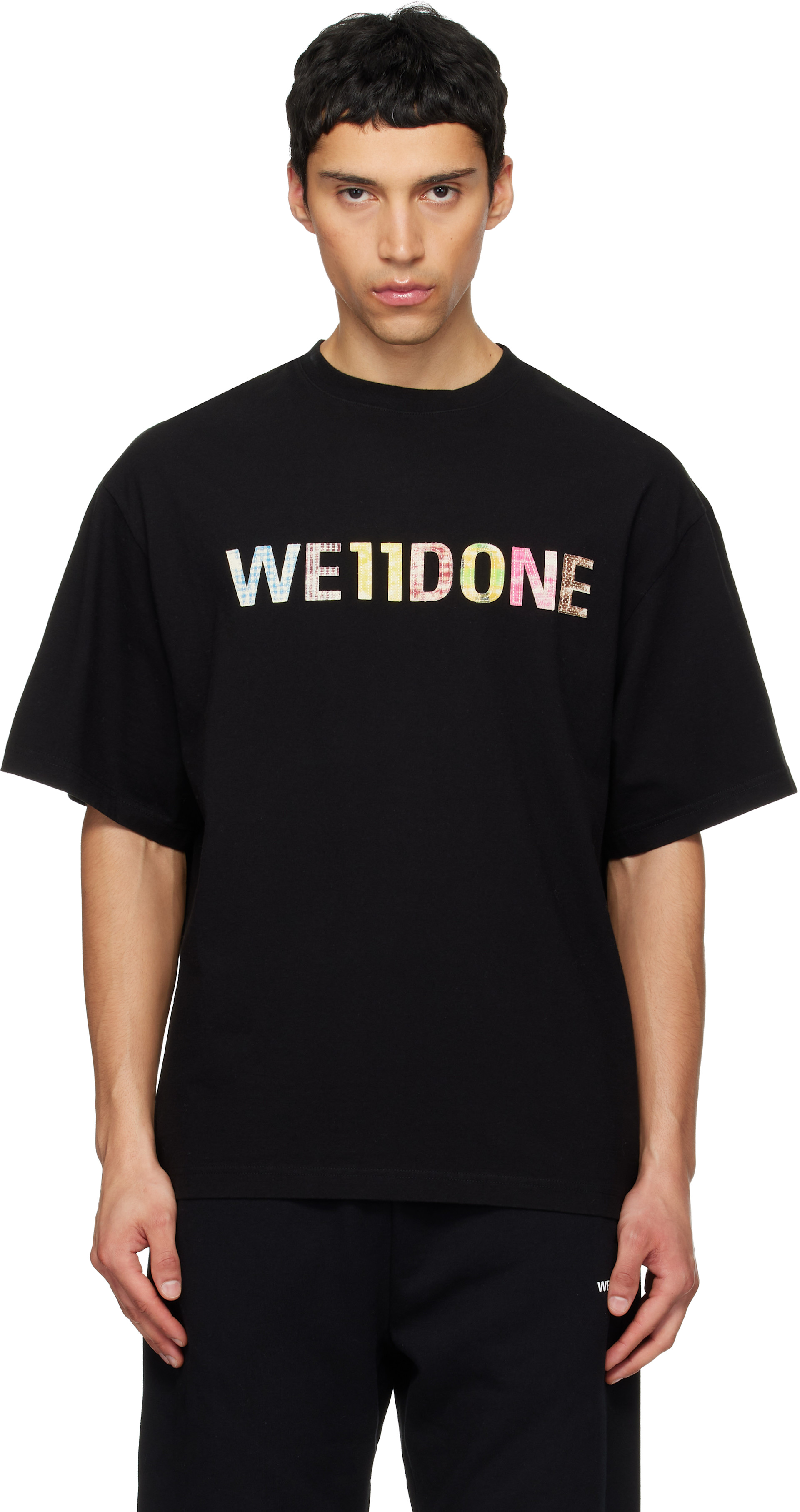 We11done - 블랙 웰던 패치워크 티셔츠