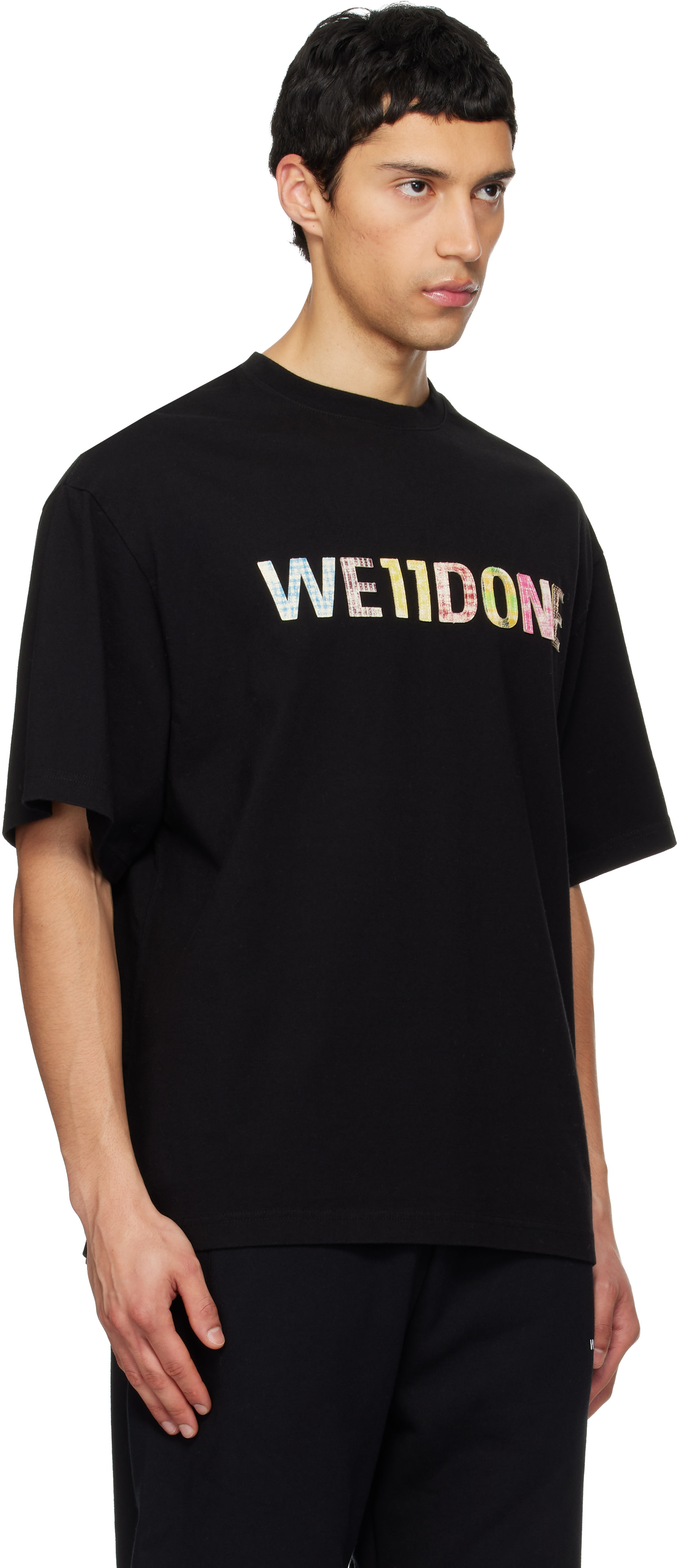 We11done - 블랙 웰던 패치워크 티셔츠