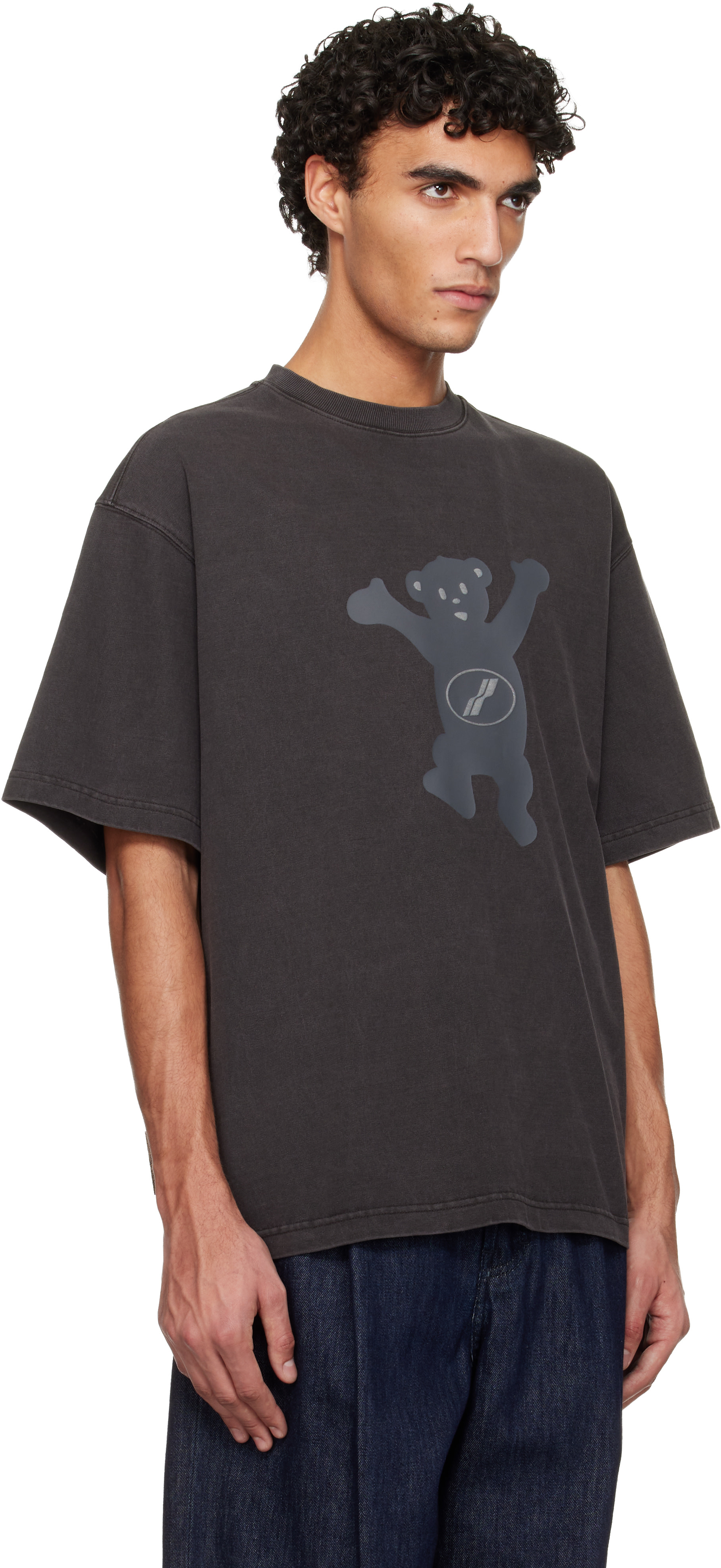 We11done - T-shirt gris à logos d'ourson