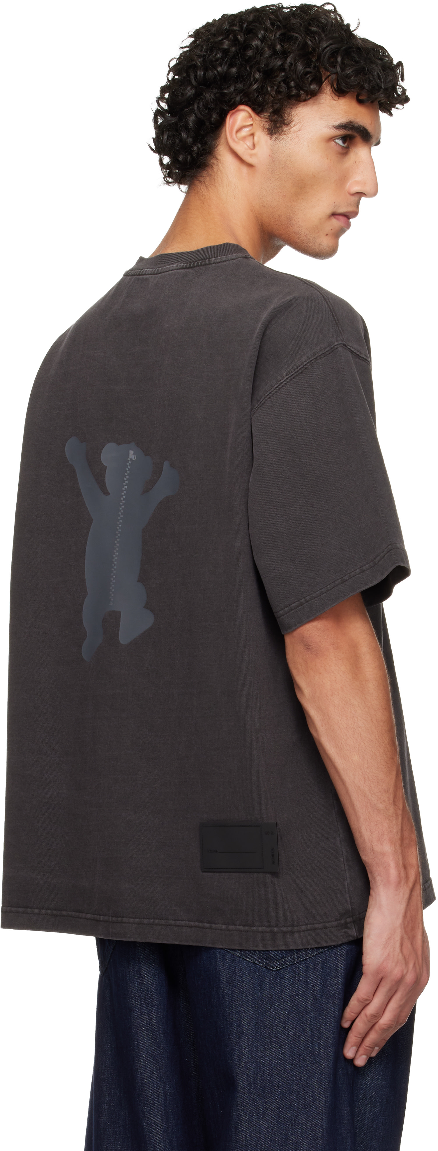 We11done - T-shirt gris à logos d'ourson