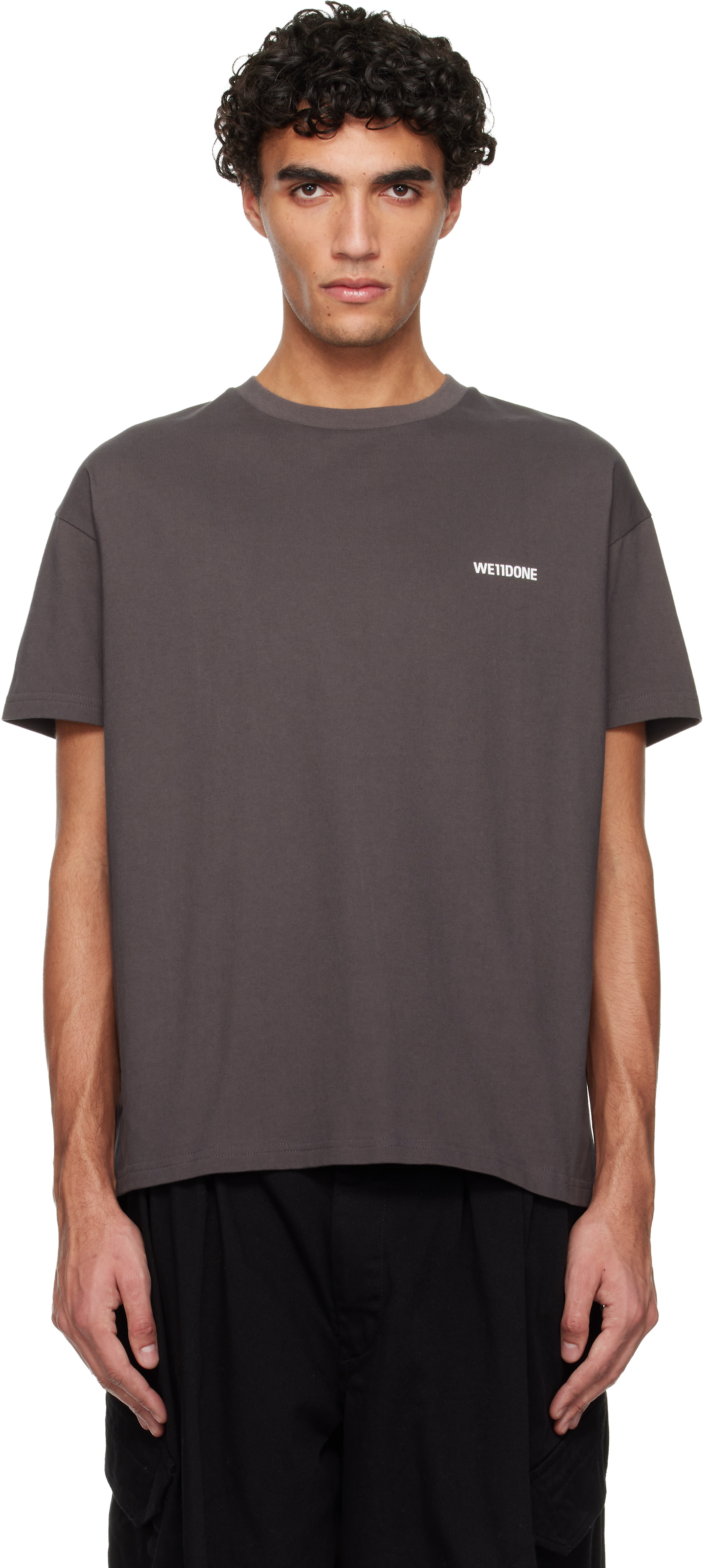 We11done - T-shirt gris à mini logo