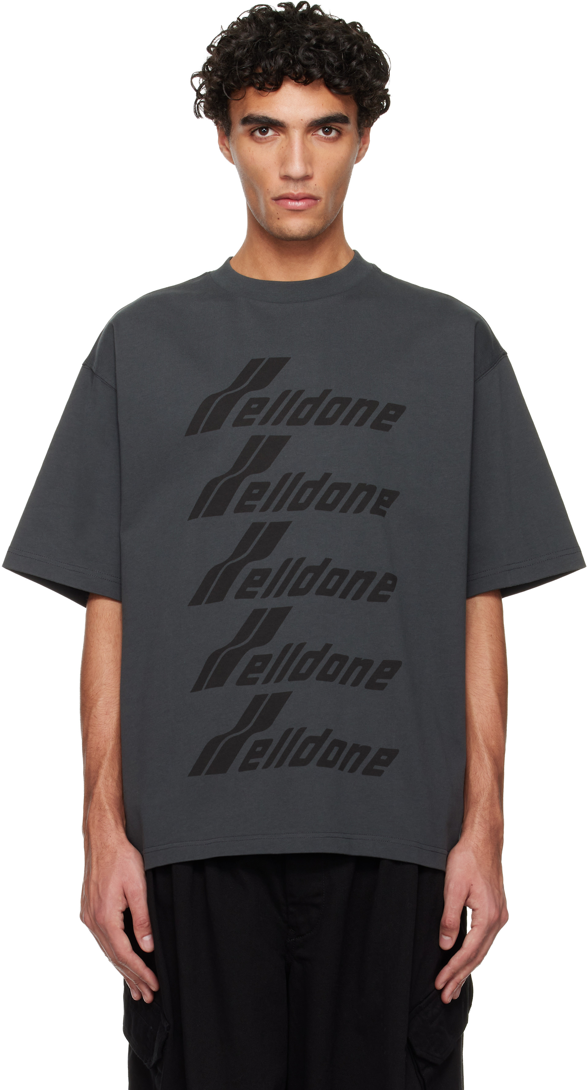 We11done - グレー 'We11done' Front Logo Tシャツ