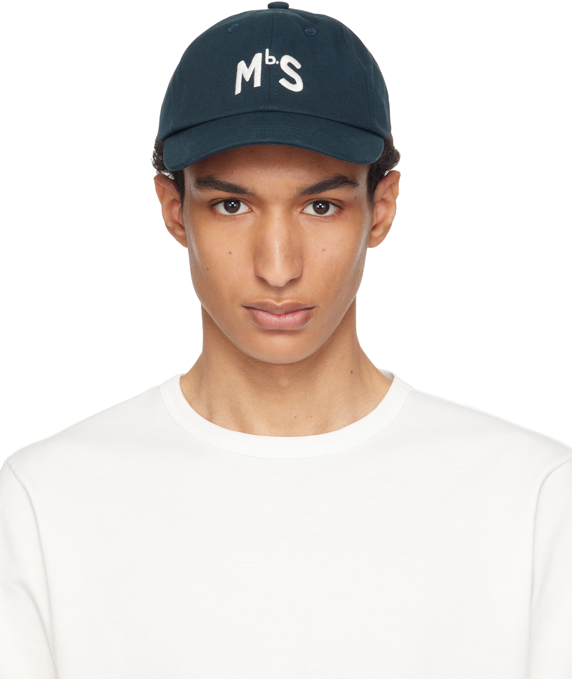 Merz b. Schwanen: ネイビー 'MbS' ロゴ コットンツイル キャップ
