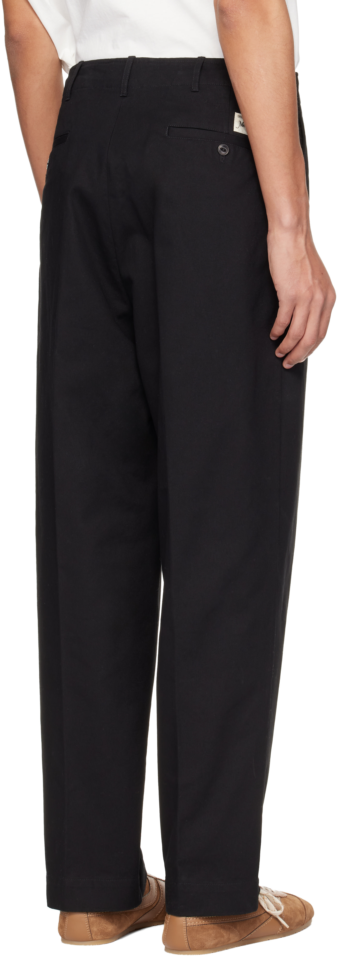 Merz b. Schwanen: Black 1920s Cotton Twill Worker Chino Trousers