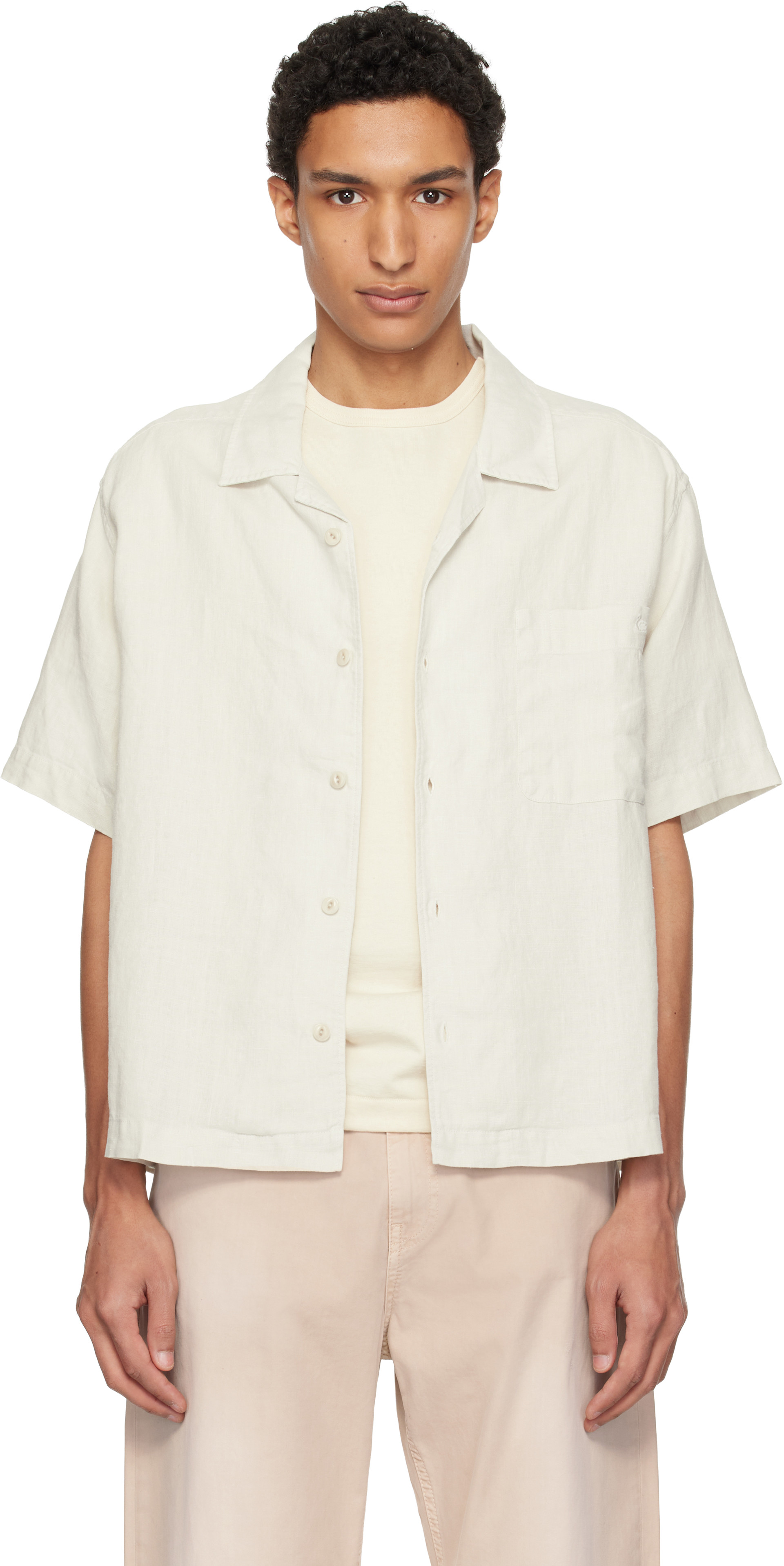 Merz b. Schwanen: Off-White Linen Bowling Shirt | SSENSE