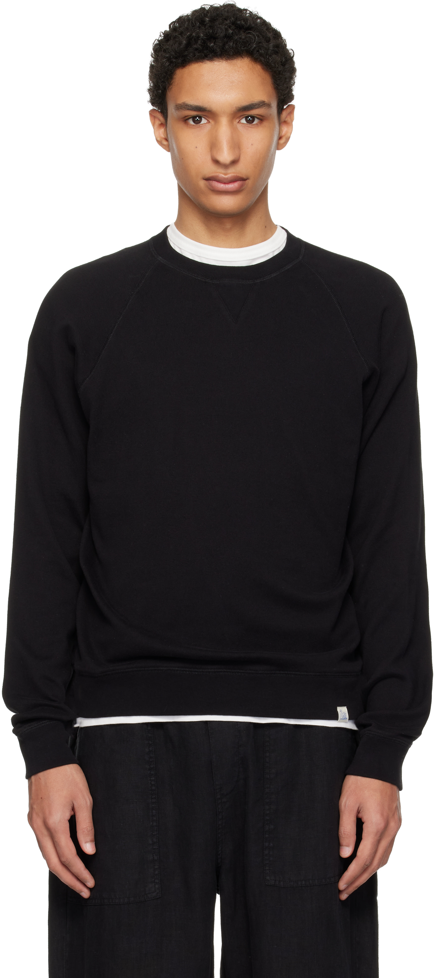 Merz b. Schwanen - Pull molletonné décontracté léger noir à manches raglan
